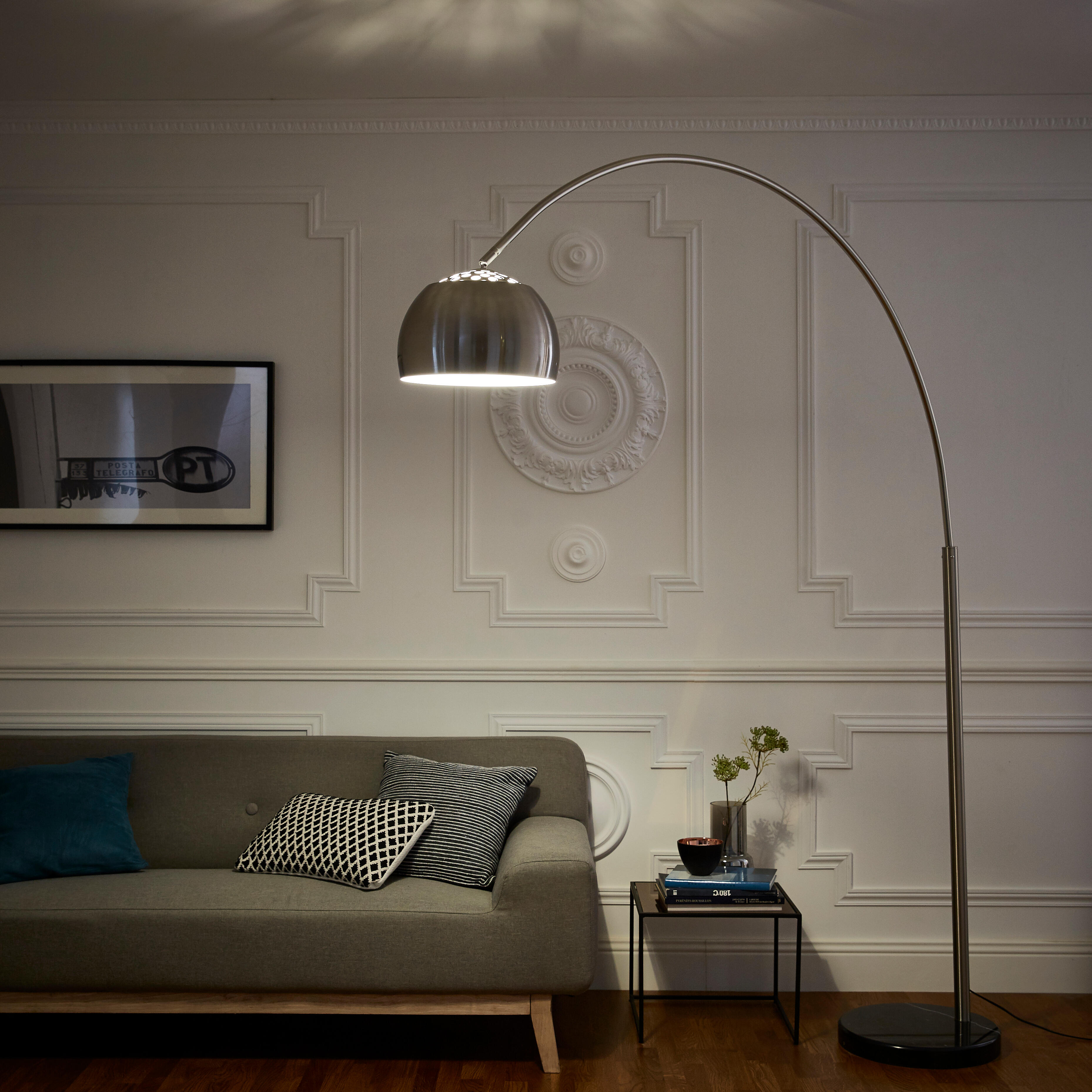 Lampadaire New sofa, acier, argent,  H.210 cm INSPIRE, E27 - 6