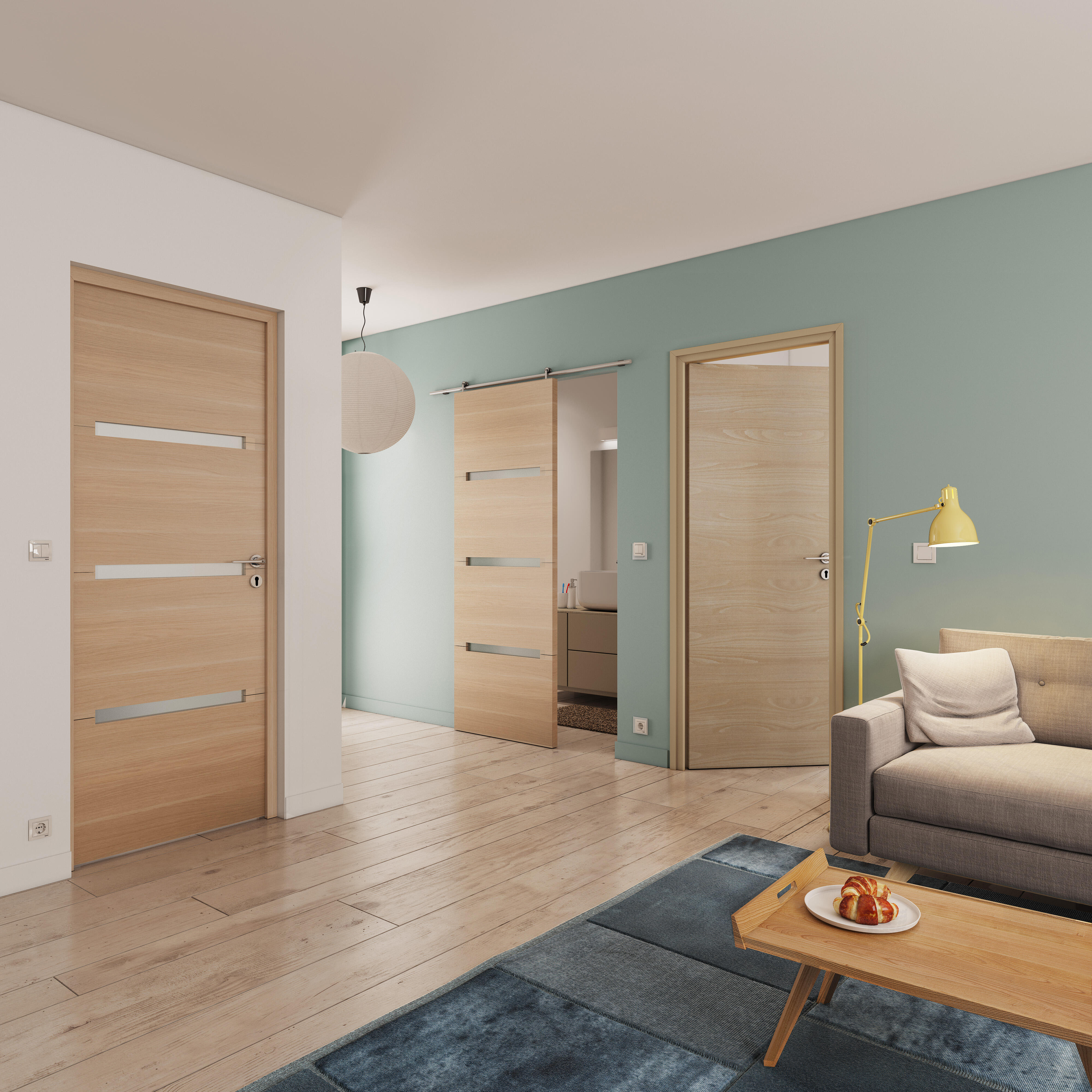 Bloc-porte fin de chantier MDF Madrid 2 H.204 x l.83 cm, poussant droit - 3