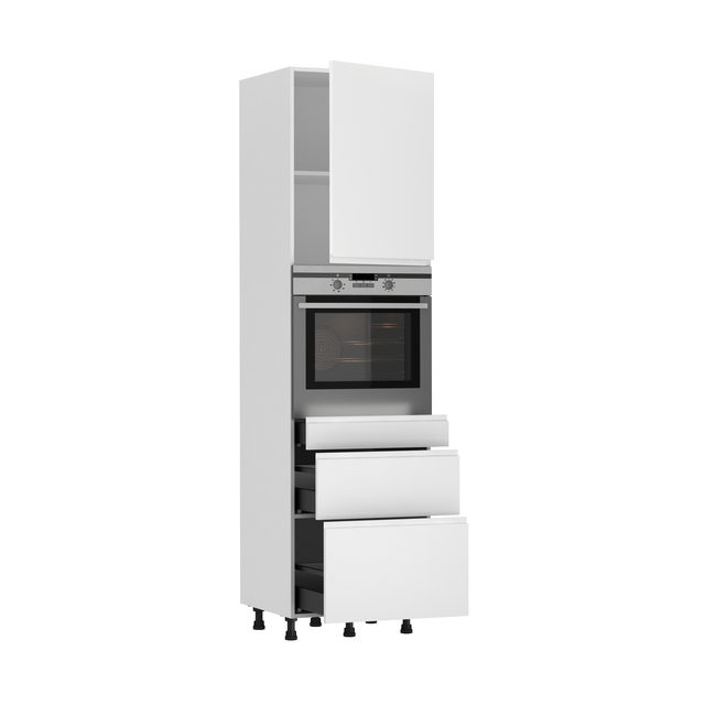 Colonne four de cuisine Tokyo blanc mat 1 porte et 3 tiroirs H215 x l60
