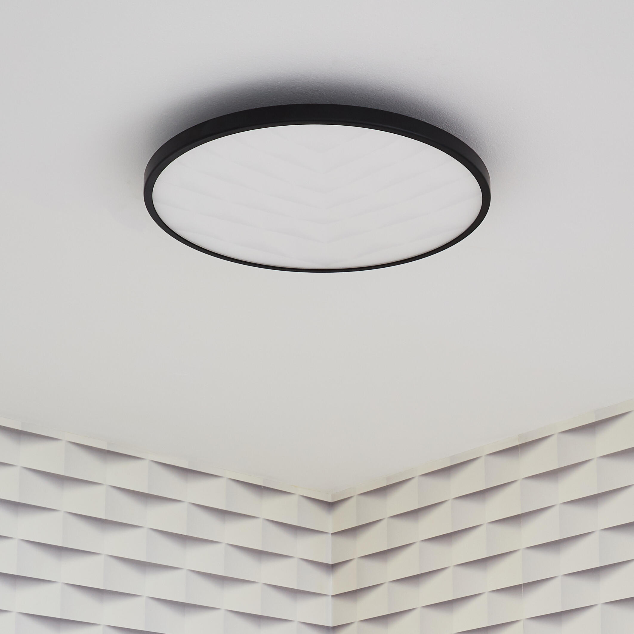 Panneau LED diam 40 cm, 22 W, éclairage indirect, blanc chaud à neutre, noir - 4