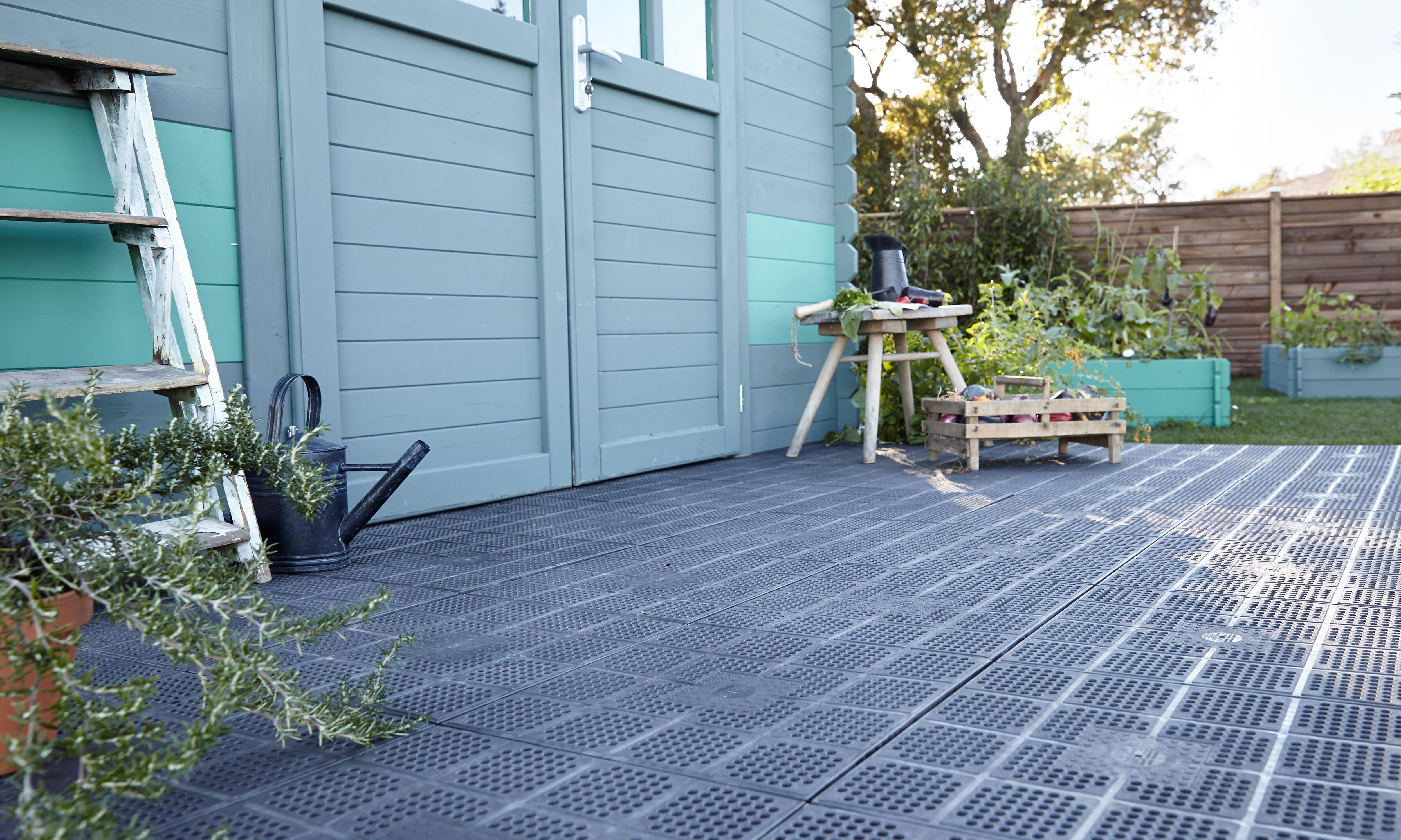 Dalle clipsable terrasse crossover, marron foncé, L.40 x l.40 cm x Ep.48mm - 5