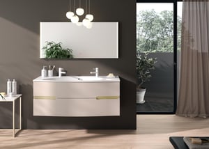 Meuble double vasque, 2t l.130.2 x H.53.6 x P.51.6 cm, beige nude, Egerie