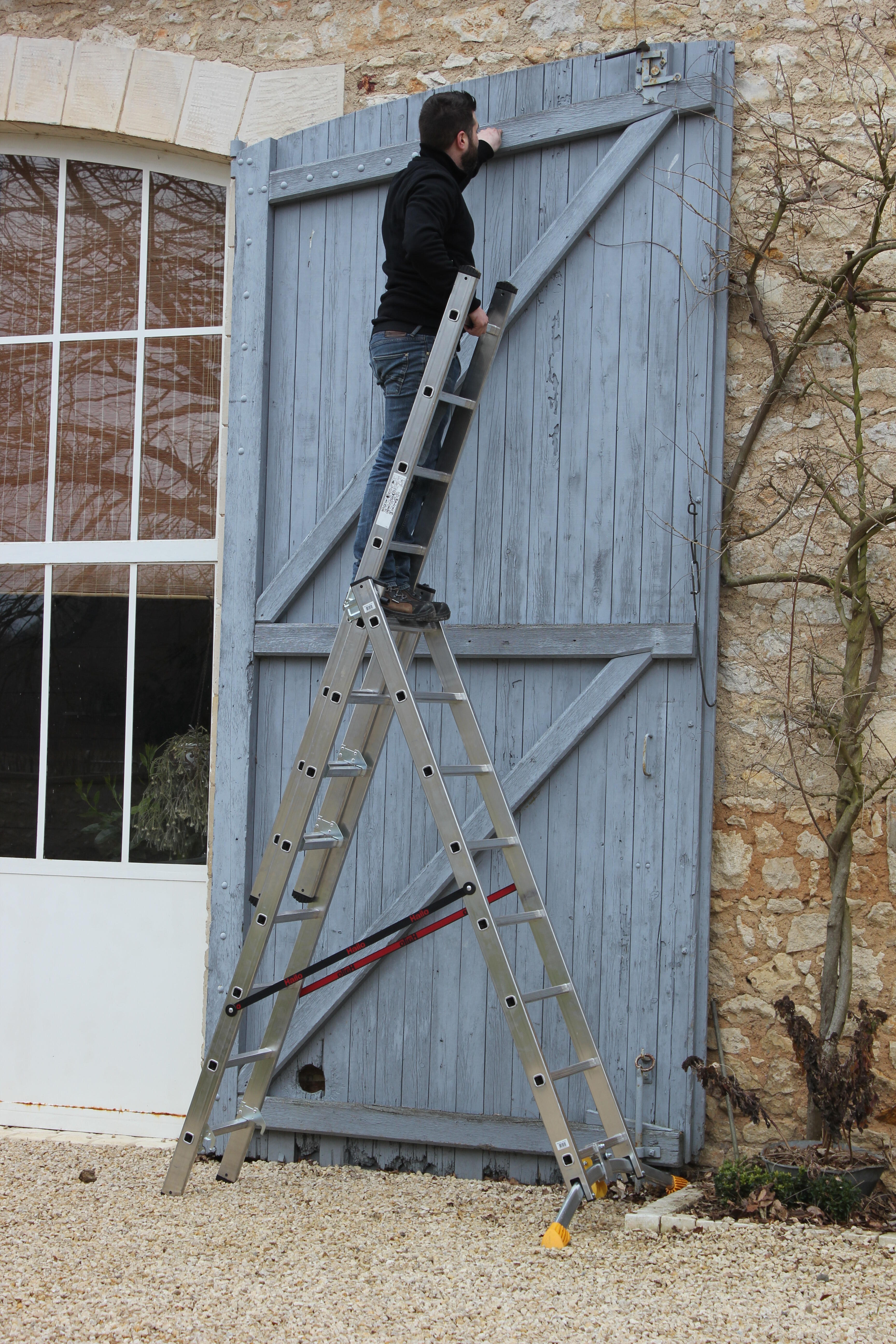 Echelle transformable aluminium HAILO 24 échelons H.4.95 m - 4