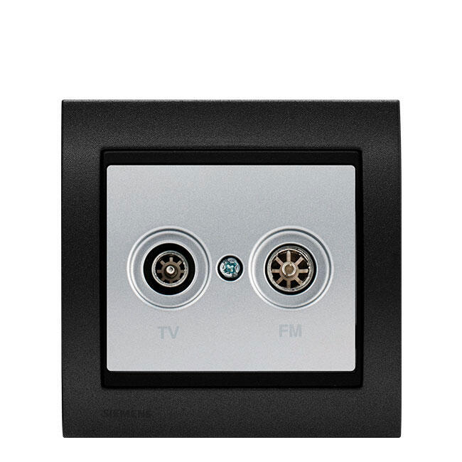 Prise tv / fm Delta, SIEMENS, gris silver et plaque métal noir Leroy — free download