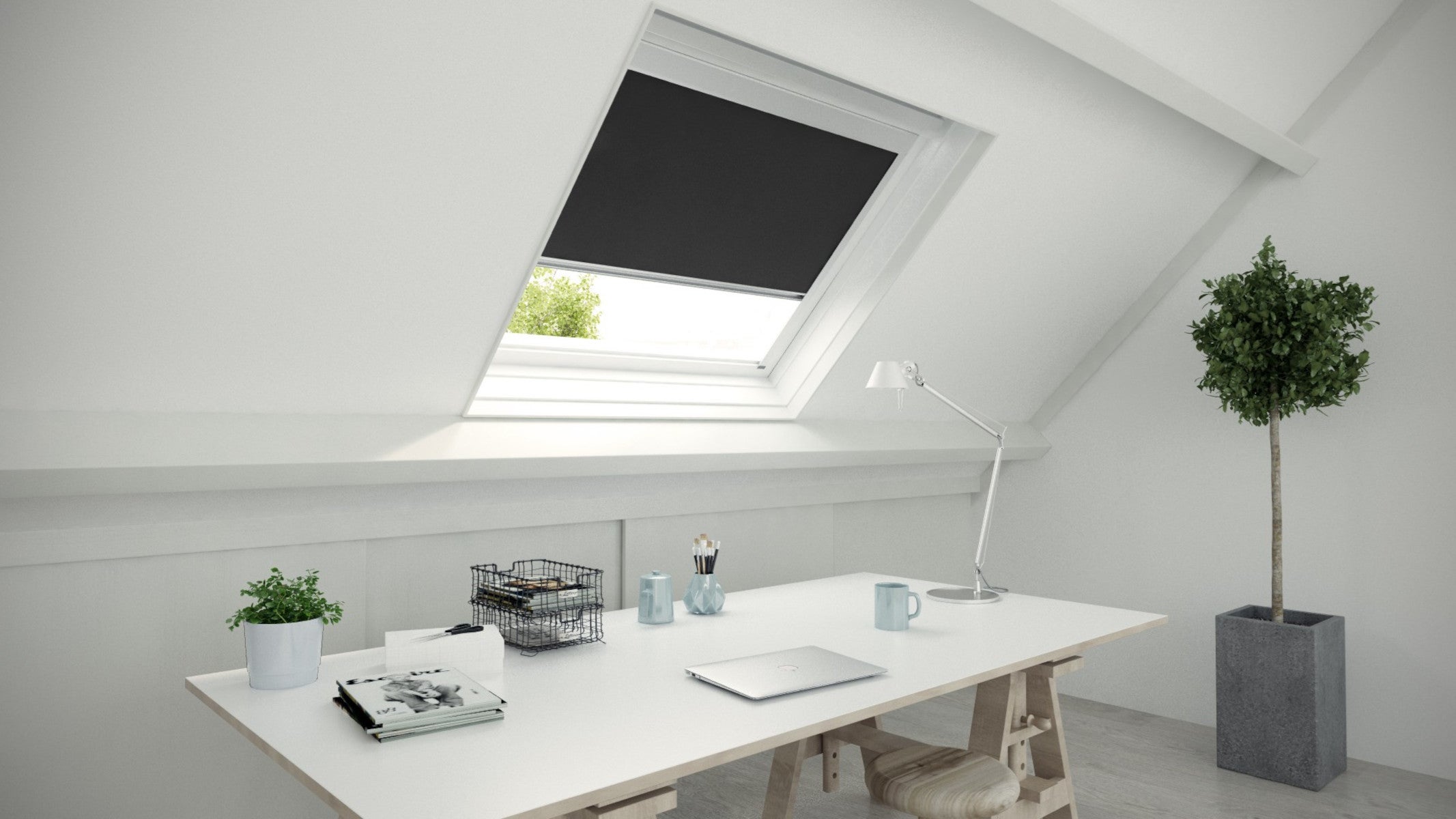 Tenda a rullo oscurante cordless Lucernario Oslo nero 55x78 cm - 2