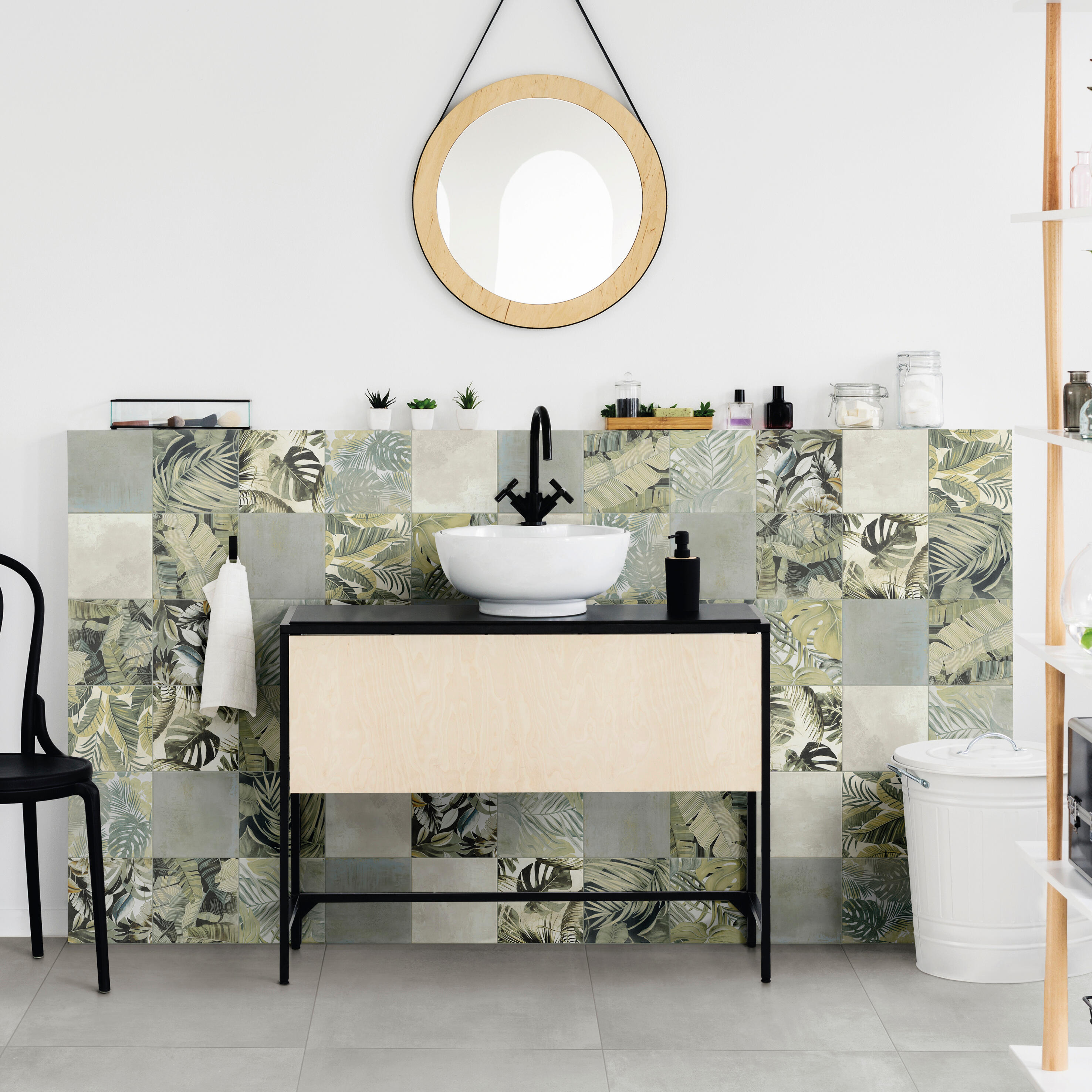 Carrelage sol/mur intérieur effet béton gris Palmette l.61 x L.61 cm - 3