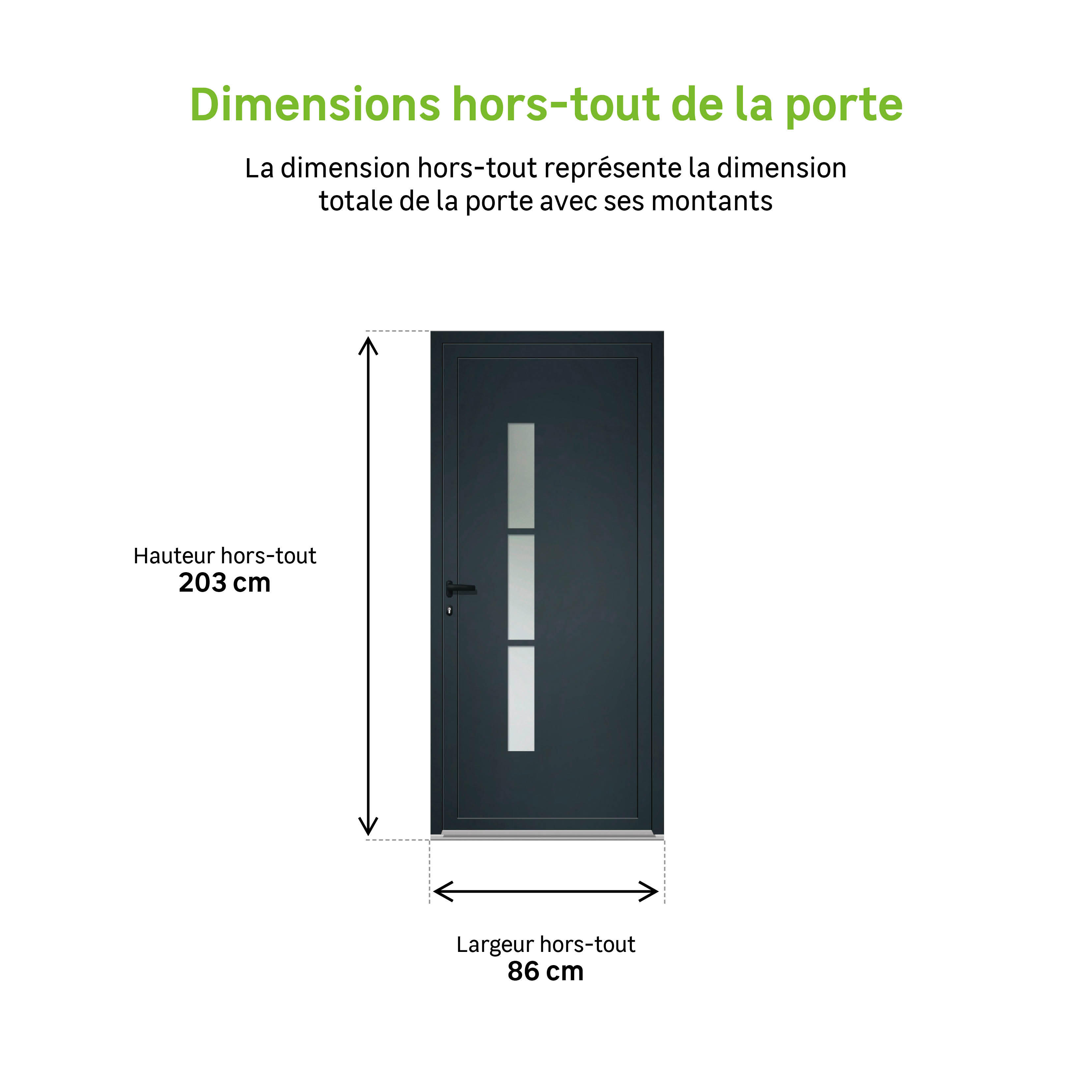Porte service Alu TRYA H.200 x l.80 cm vitrée gris anthracite, poussant droit - 4