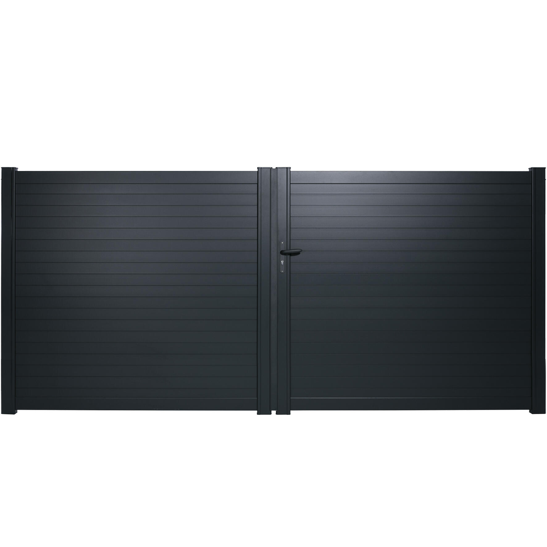 Portail battant aluminium Concarneau gris zinc Klos up!, l.399 x H.183.7 cm - 2