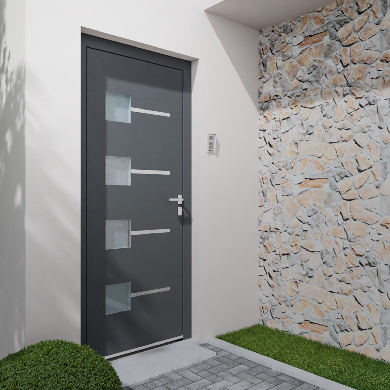 Porte d'entrée Alu Soria 2 Premium H.215 x l.90 cm vitrée gris anthr., p. gauche - 5