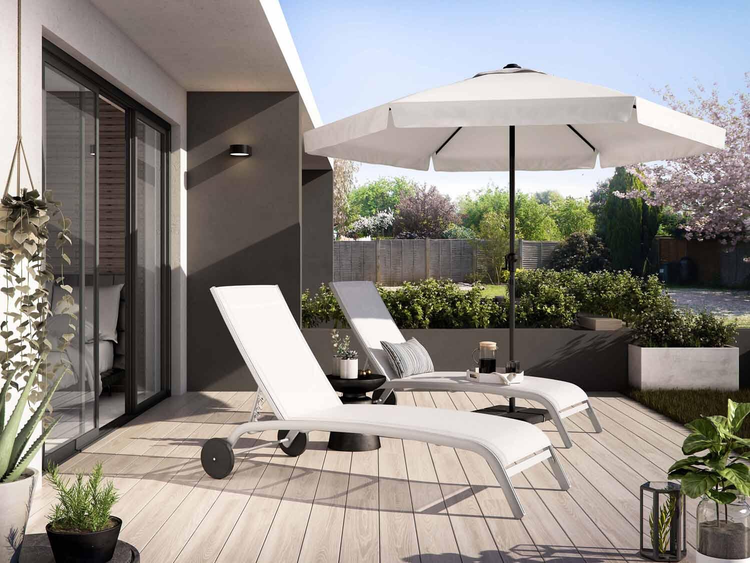 Parasol NATERIAL Avea blanc hexagonal - 2