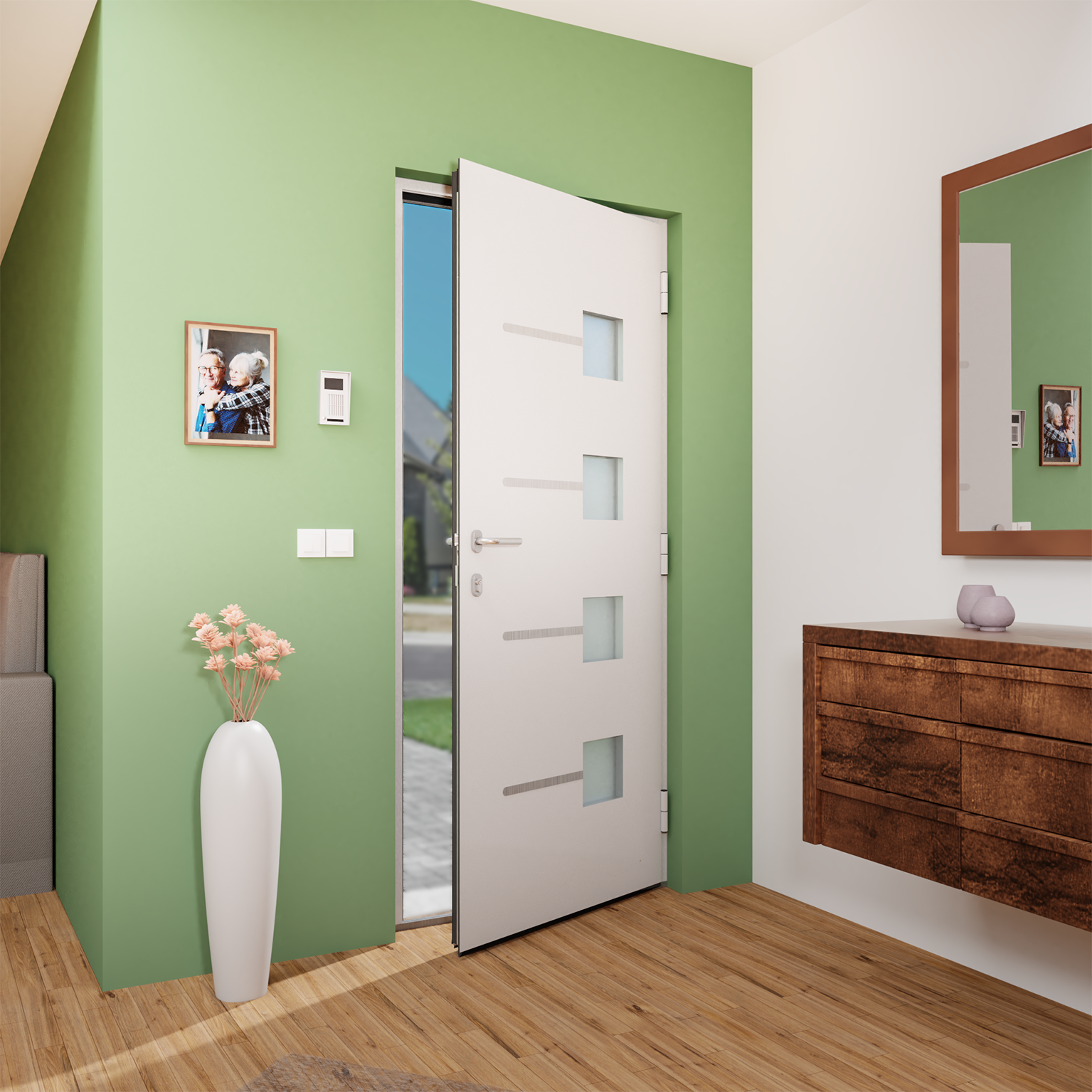 Porte d'entrée Alu Soria 2 Premium H.215 x l.90 cm vitrée gris anthr., p. gauche - 4