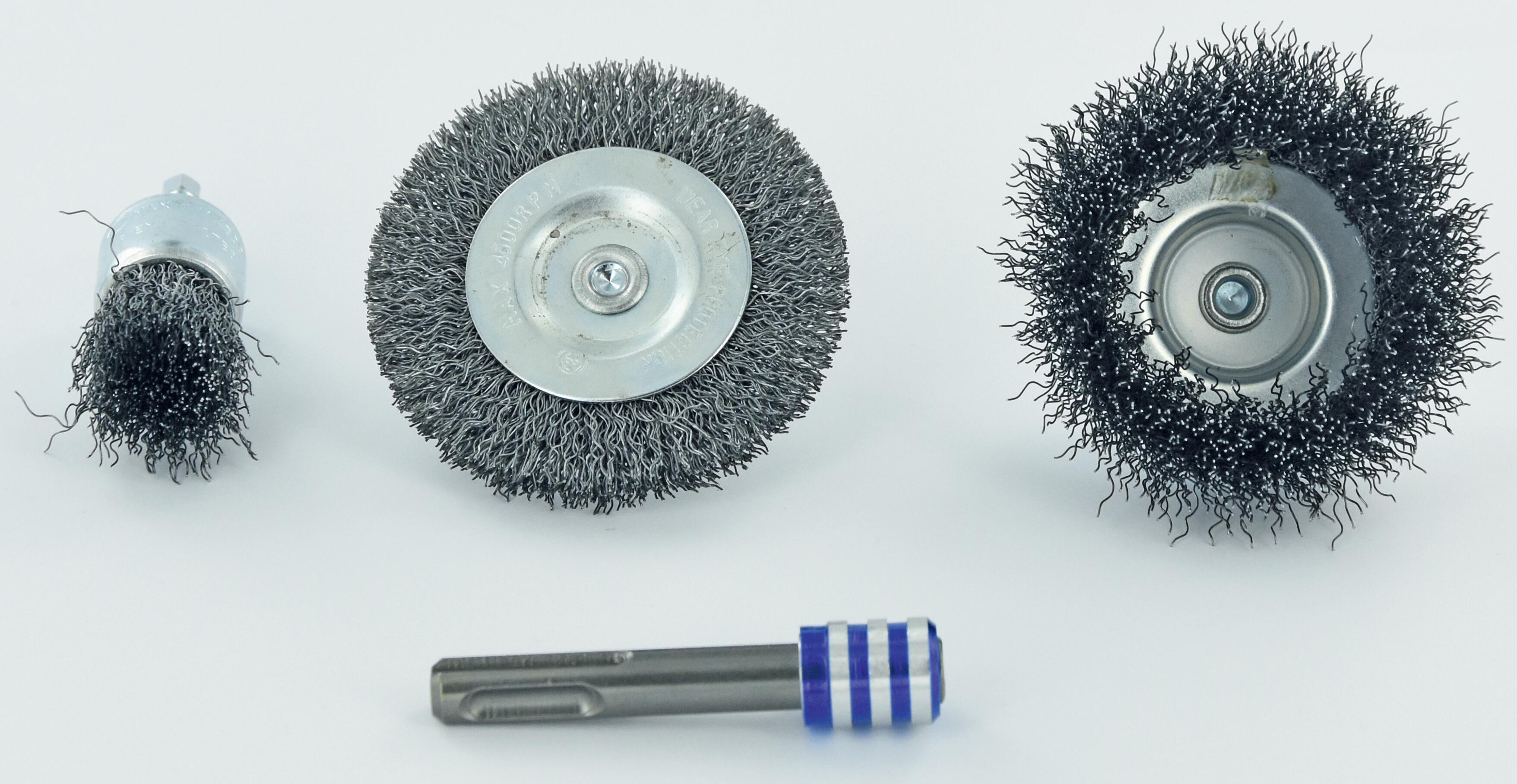 Lot de 3 brosses perceuse pour métal + 1 adaptateur SDS+, Diam.22/75 mm TIVOLY - 3