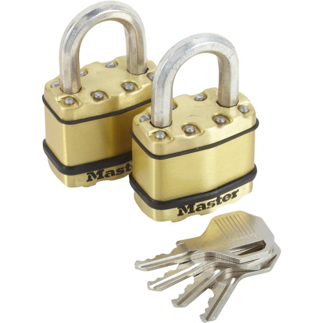 Lot de 2 cadenas avec clé MASTER LOCK acier laminé, l.45 mm