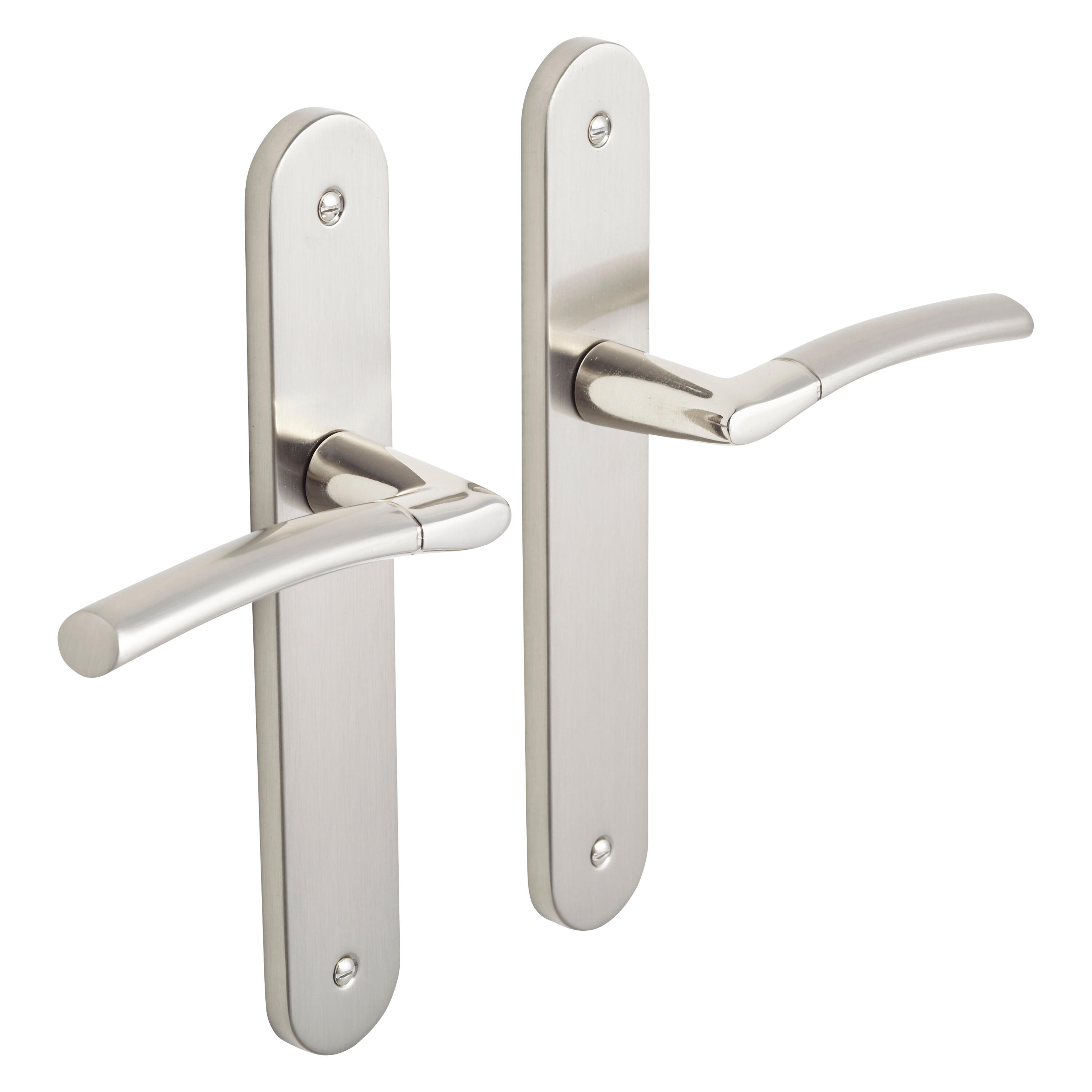 2 poignées sur plaque sans trou Eina zamak nickel brillant, entraxe 195 mm - 3