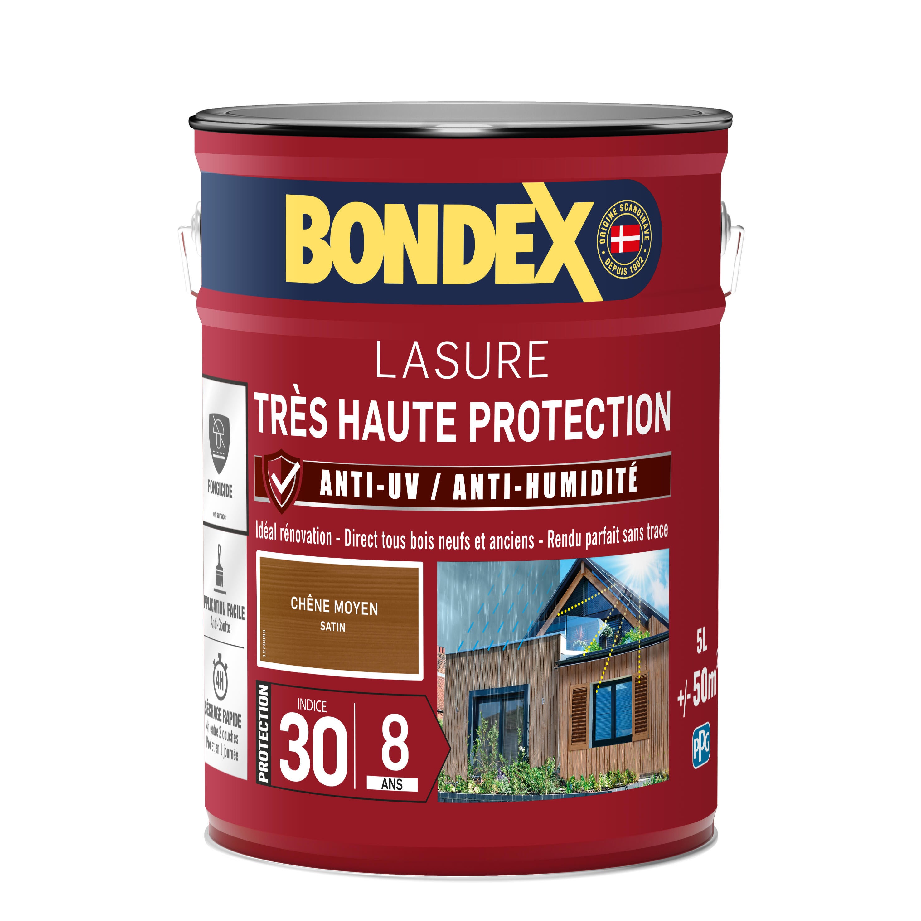 Lasure BONDEX Très haute protection 8 ans chêne moyen satiné 5 l - 4