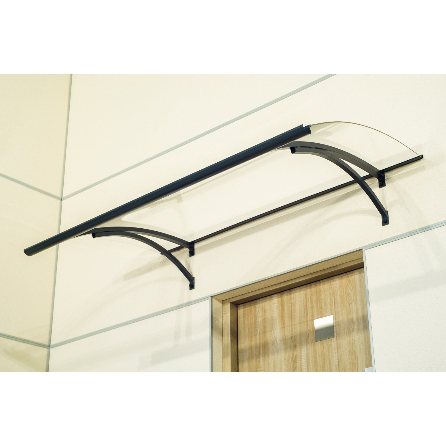 Auvent de porte d'entrée alu anthracite Olor, l.120 x H.28 x P.85 cm  - 3