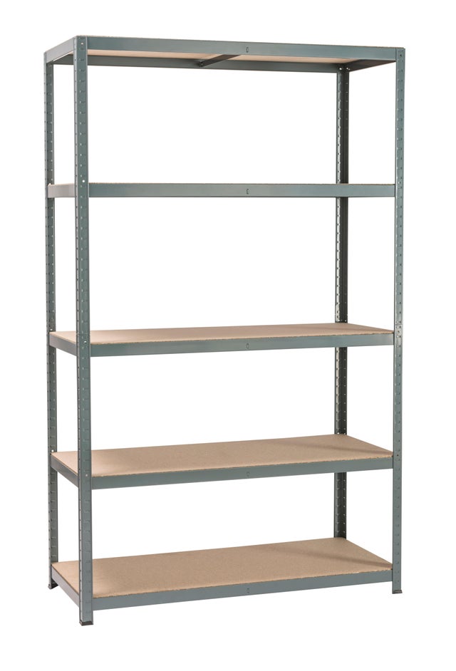 Estante metálica cinza madeira 196x120x50cm Spaceo