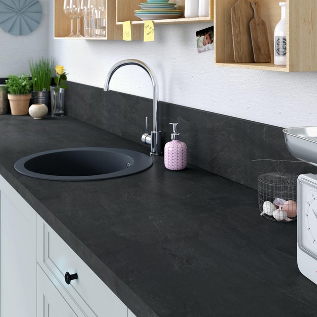 Plan de travail stratifié Ardoise L.315 x P.65 cm, Ep.38 mm