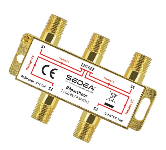Répartiteur télévision 4 sorties gold SEDEA