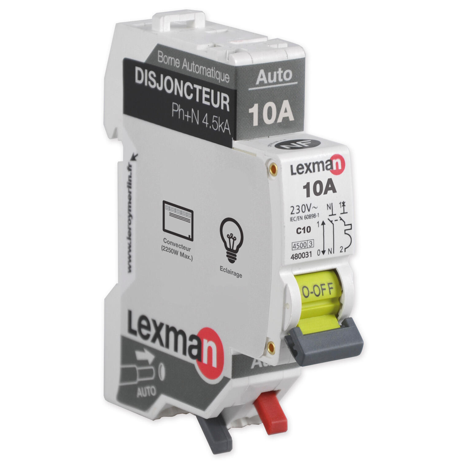 Disjoncteur Legrand Phase + Neutre 10A - 1 Module - Bornes Automatiques - Protection Circuit Électrique
