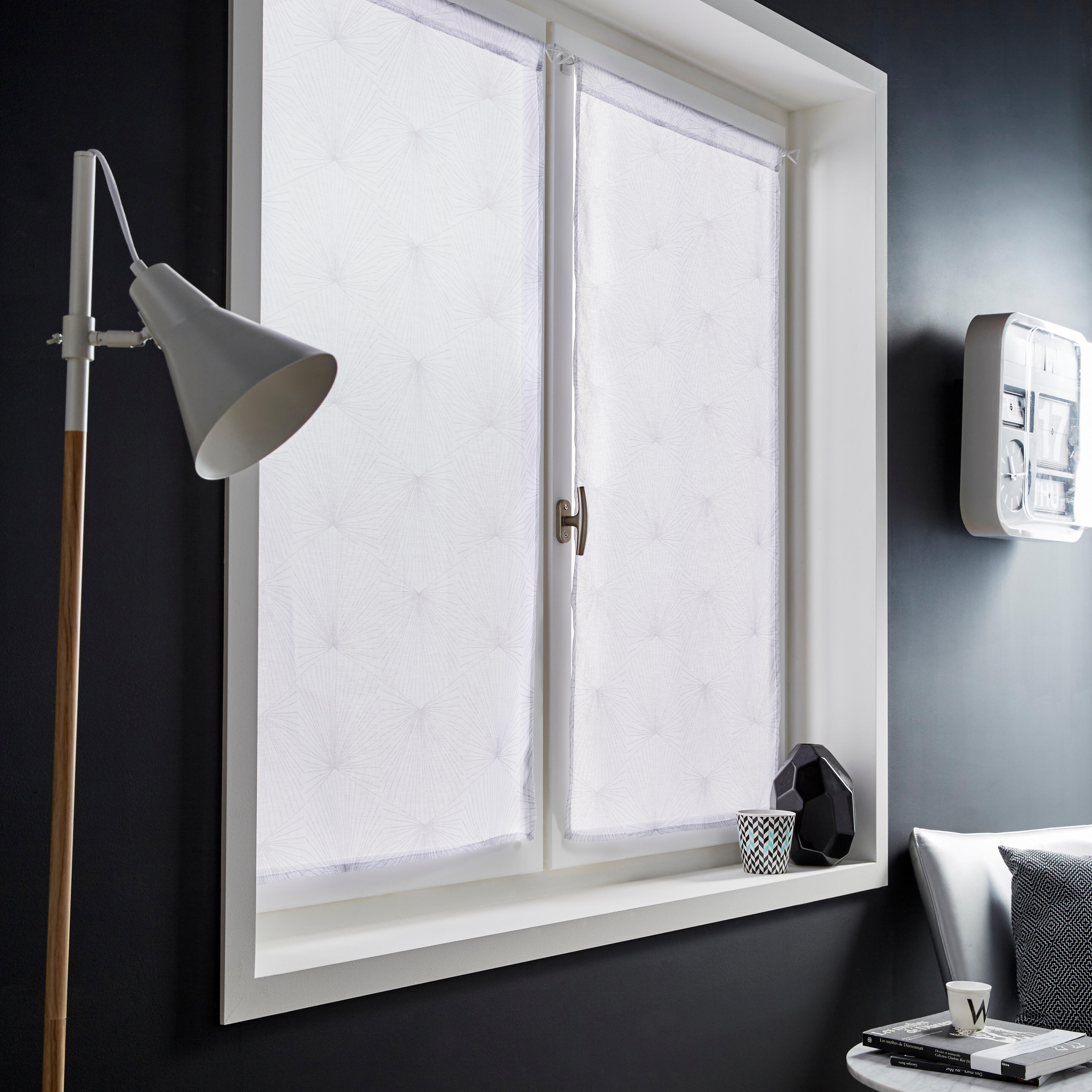 Vitrage tamisant, Kita, blanc H.120 x l.45 cm - 2