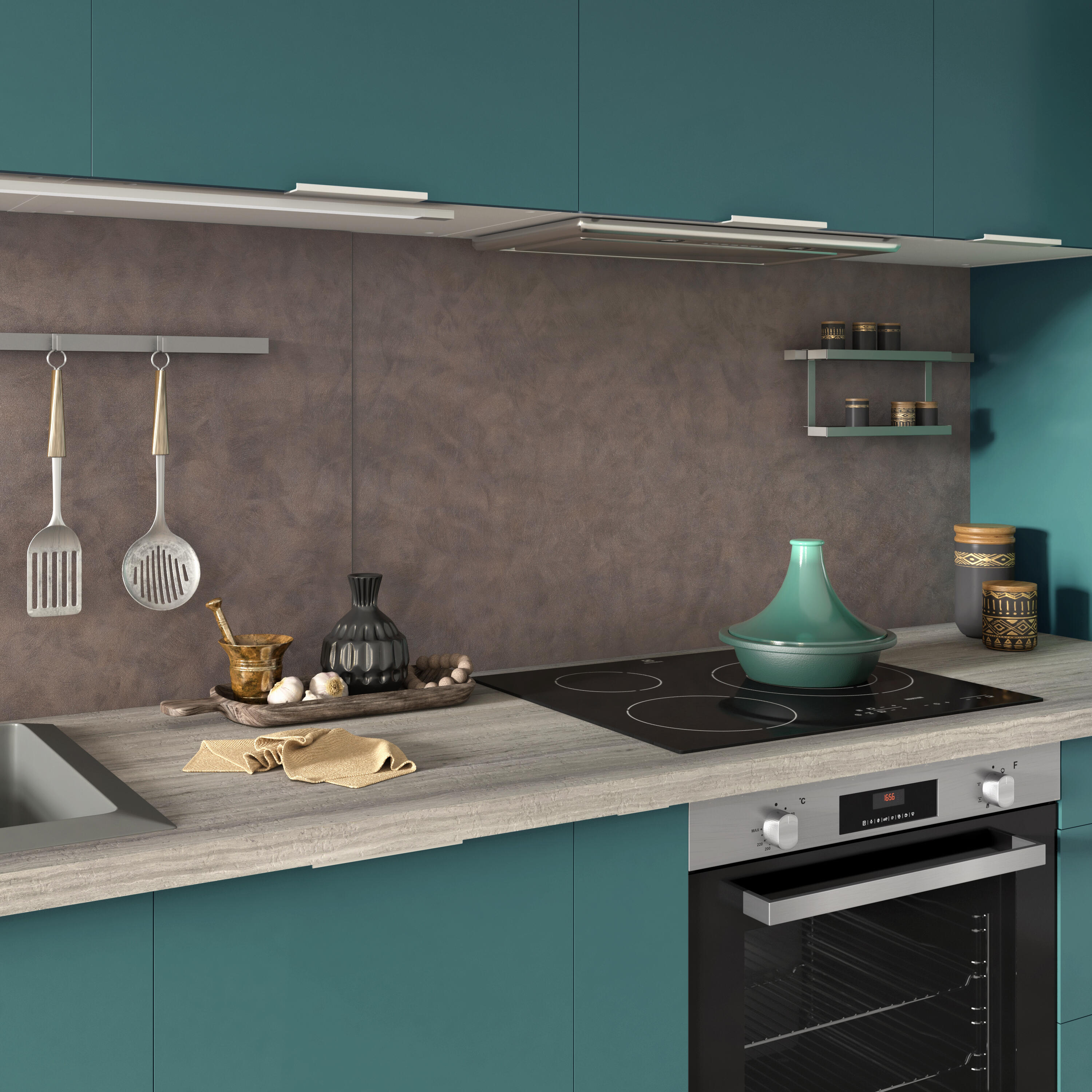 Crédence compact réversible Bois/béton L.120 x H.63.5 cm, Ep.2 mm - 2