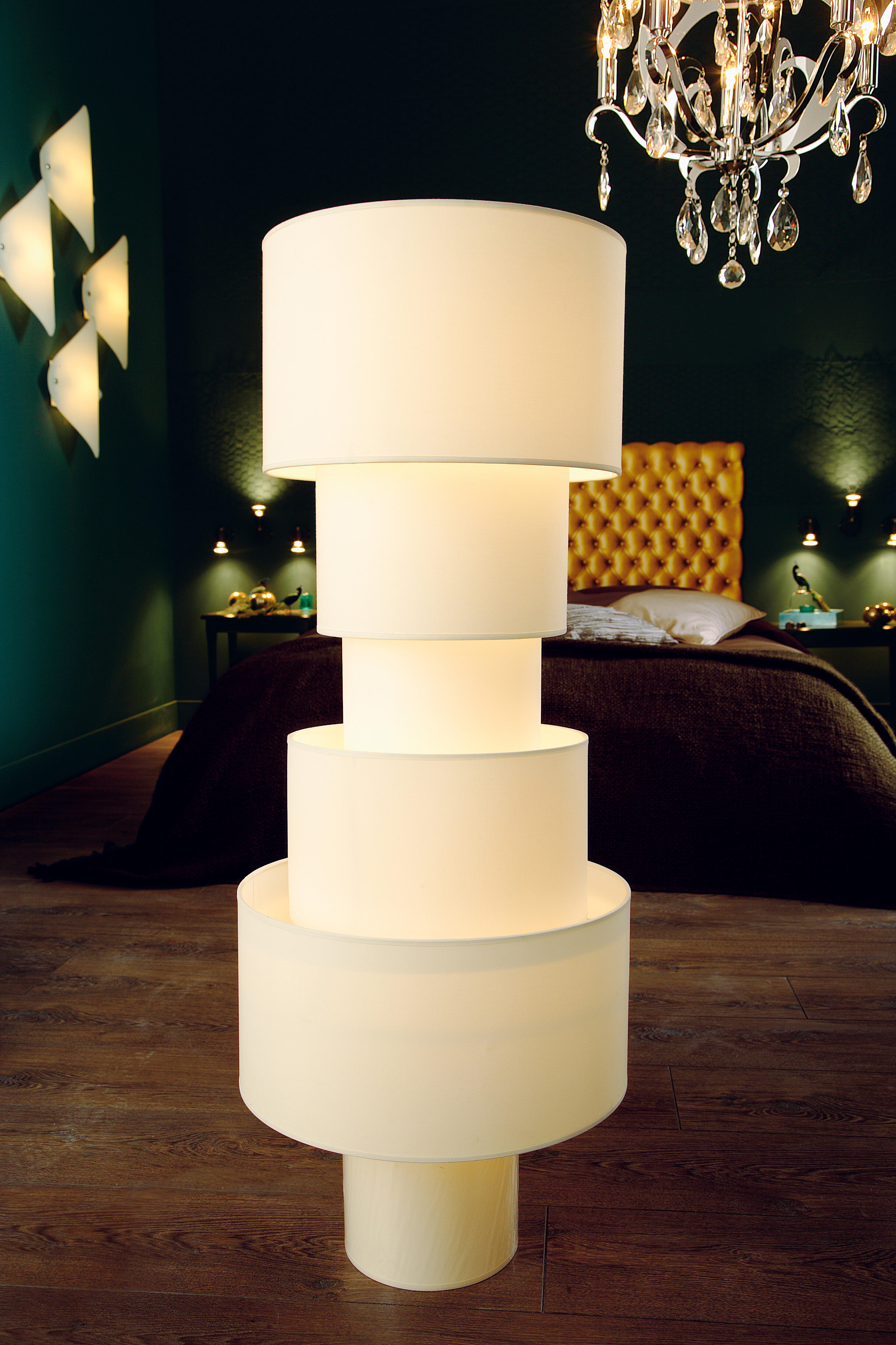 Abat-jour Tube H.19 cm, Diam.40 cm toiline, blanc-blanc n°0 COREP - 4