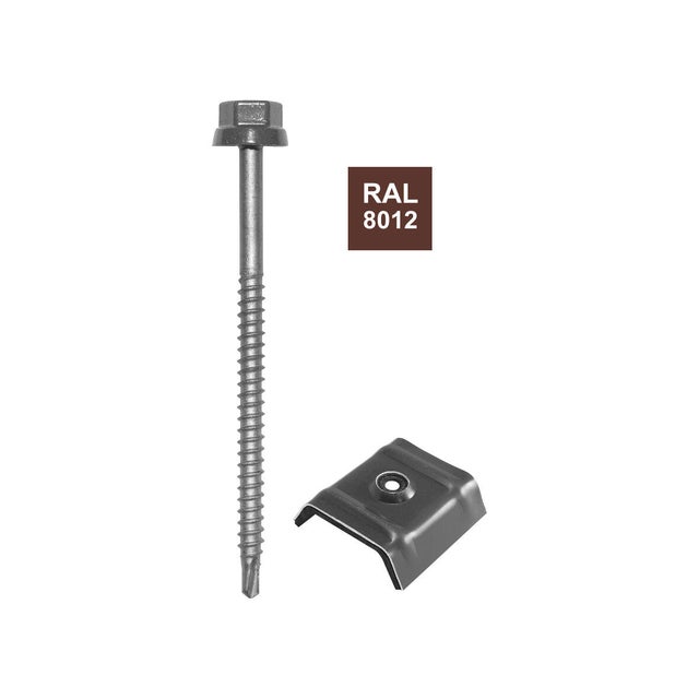 Kit de 25 fixations, L.100 mm brun rouge ral 8012 BOL-FIXATIONS