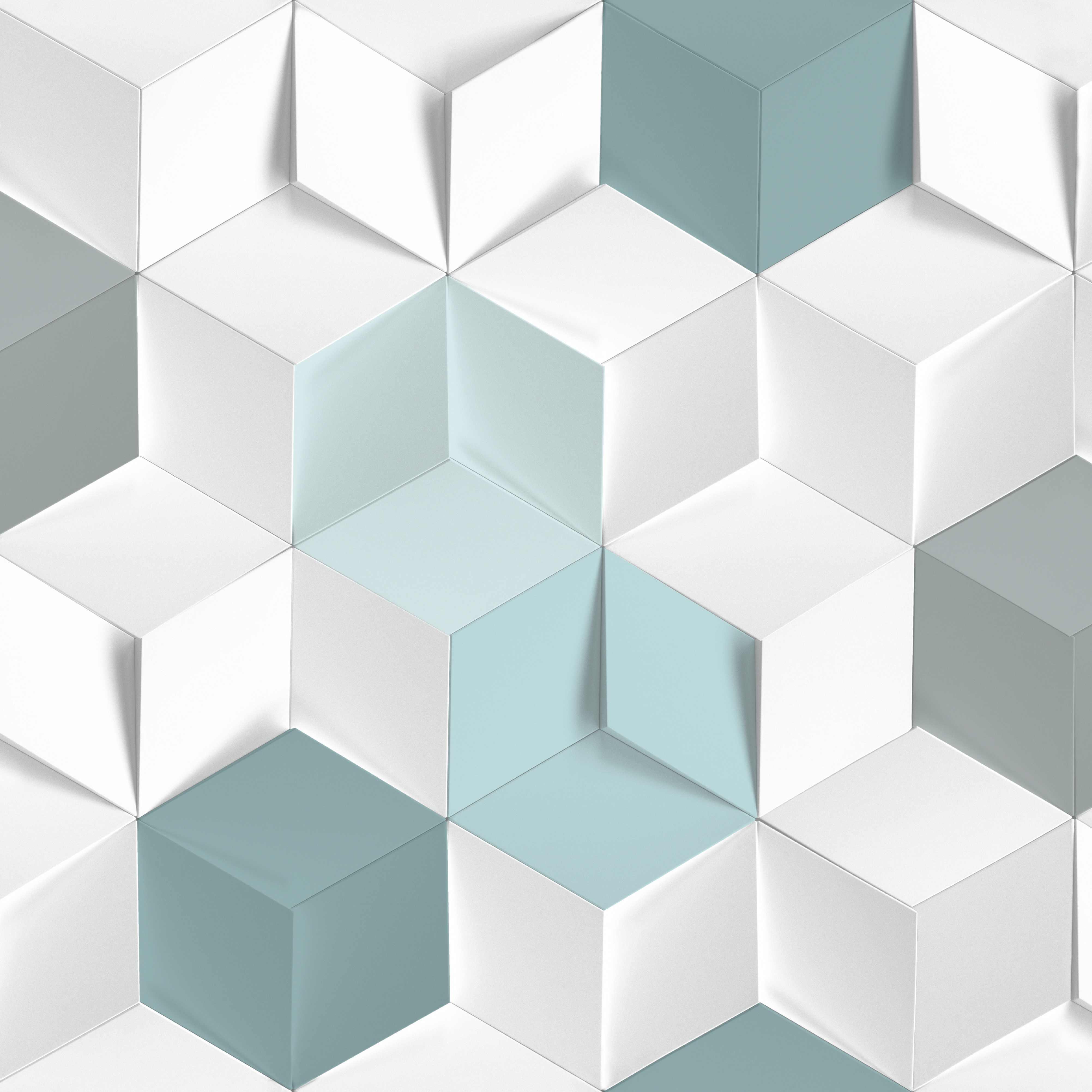 Papier peint intissé Hexagone 3d bleu - 8