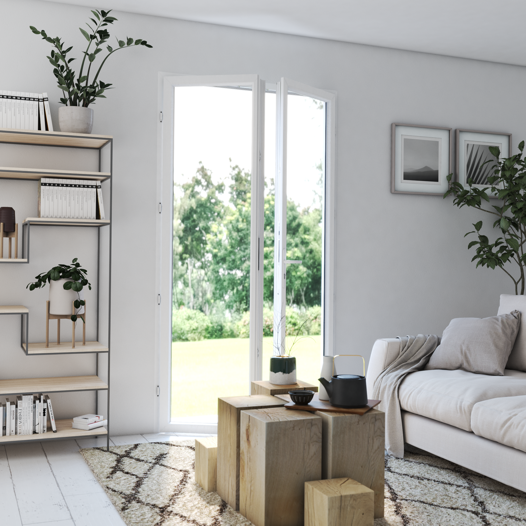 Porte fenêtre PVC Essentiel H.215xl.120cm 2 vantaux blanc - 3