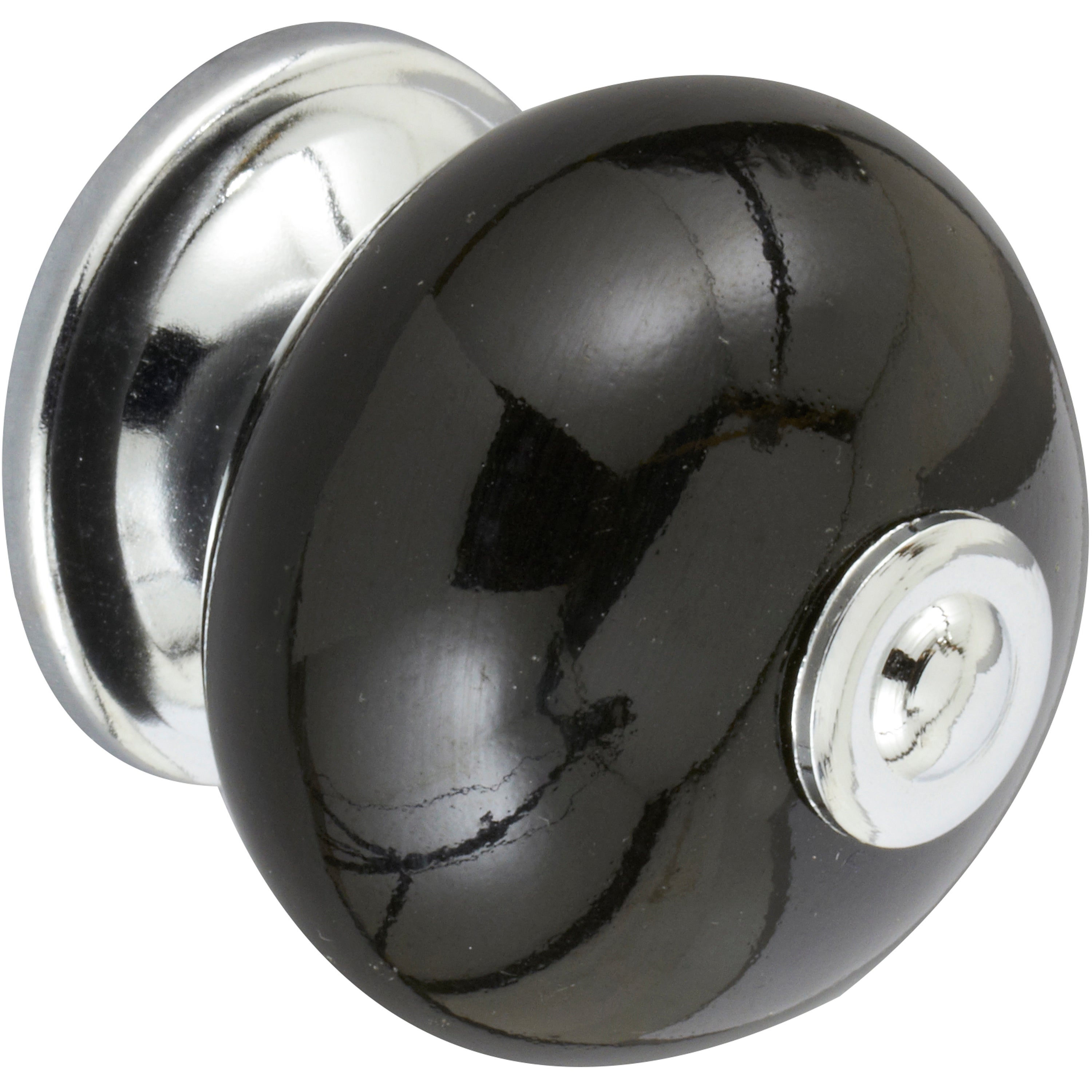 Bouton de meuble rond Boule, porcelaine noir, Diam.40 mm - 2