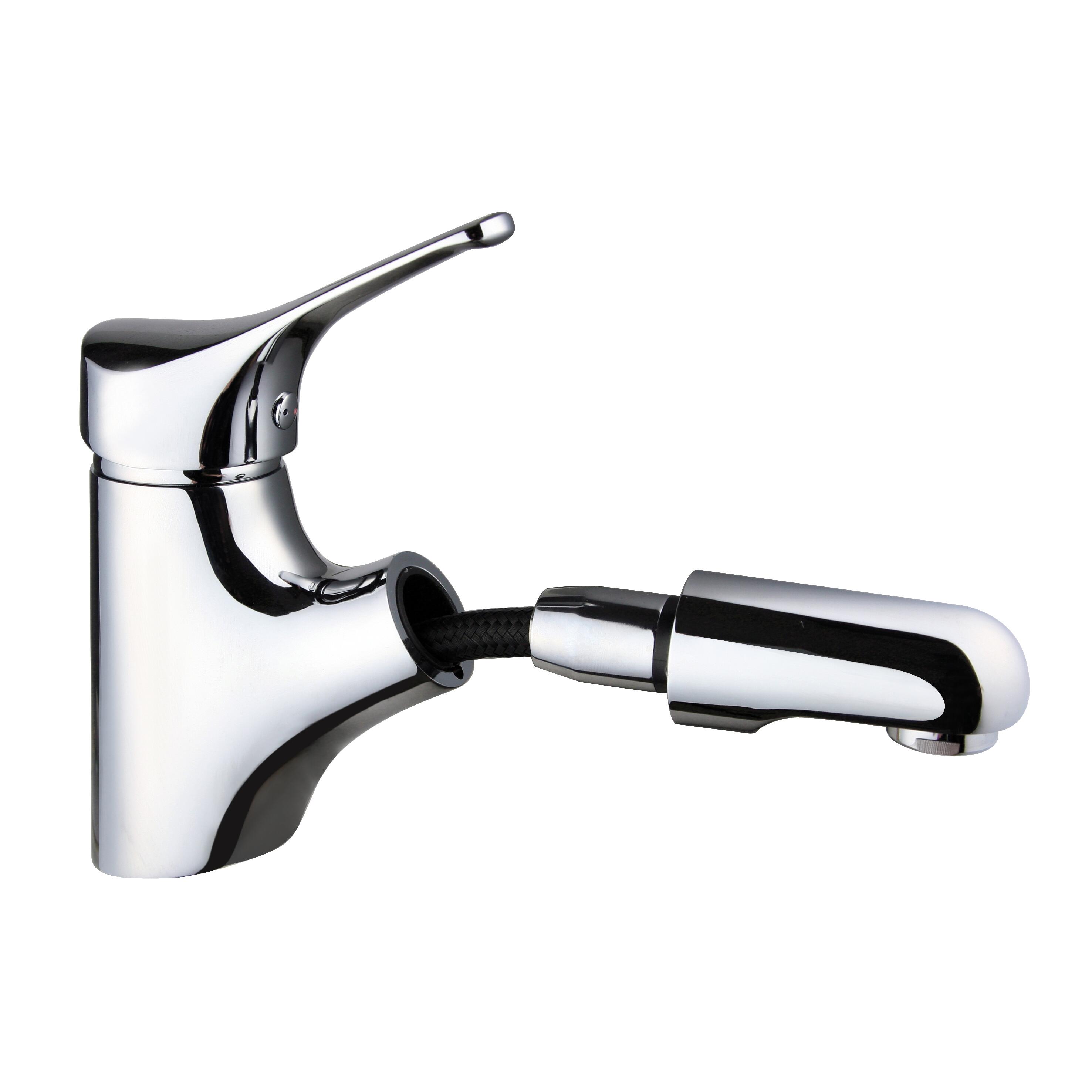 Rubinetto per lavabo a canna bassa getto laminare cristallino Casper cromato lucido - 2
