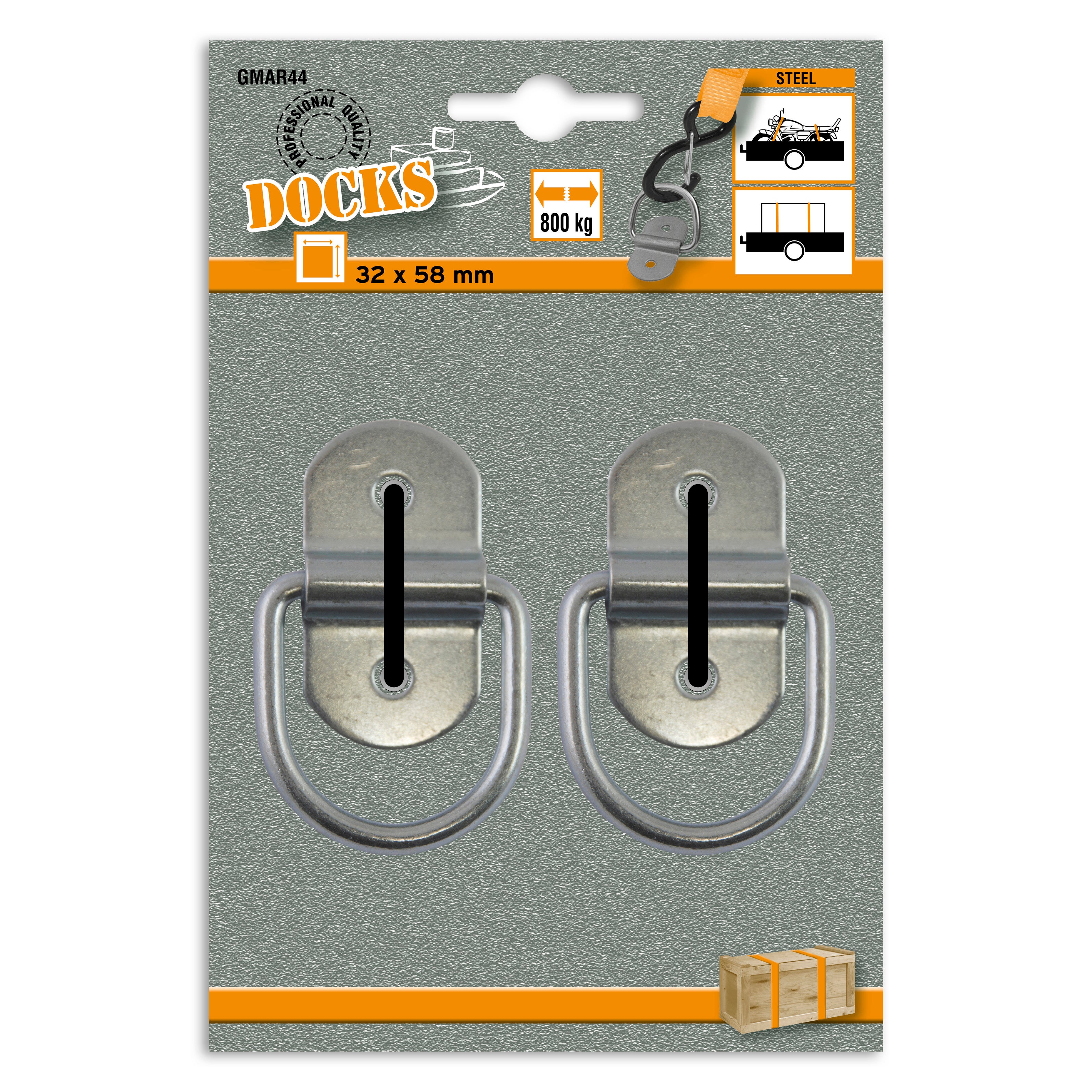 Lot de 2 anneaux de fixation acier CHAPUIS, L.58 x l.48 - 2