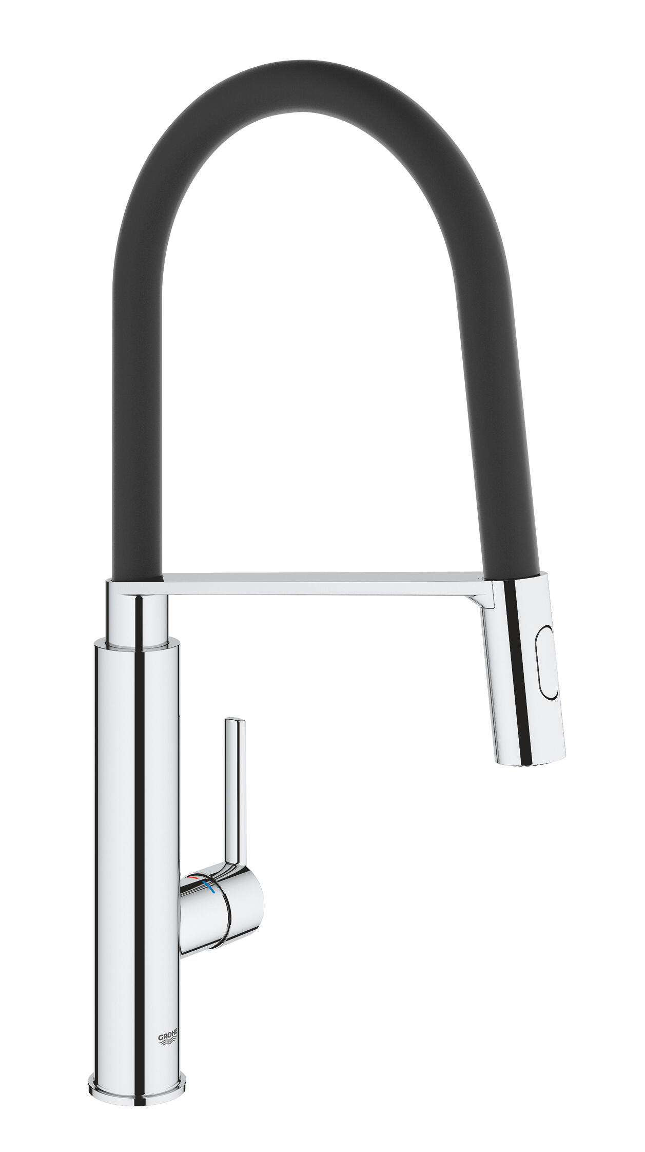 Rubinetto da cucina con doccetta a collo di cigno Feel argento nero cromato lucido GROHE - 6
