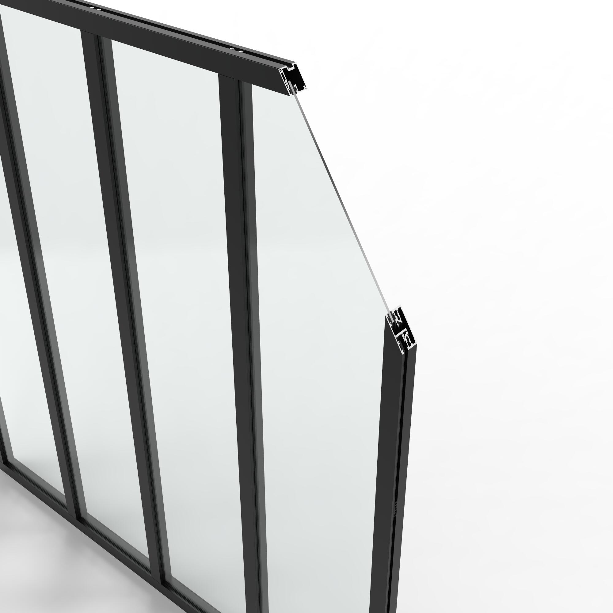 Verrière Atelier fixe en aluminium noir mat 4 carreaux, H.108 x l.123 cm - 5