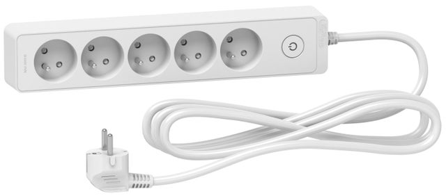 Multiprise filaire 5 prises 3m, SCHNEIDER ELECTRIC, blanc