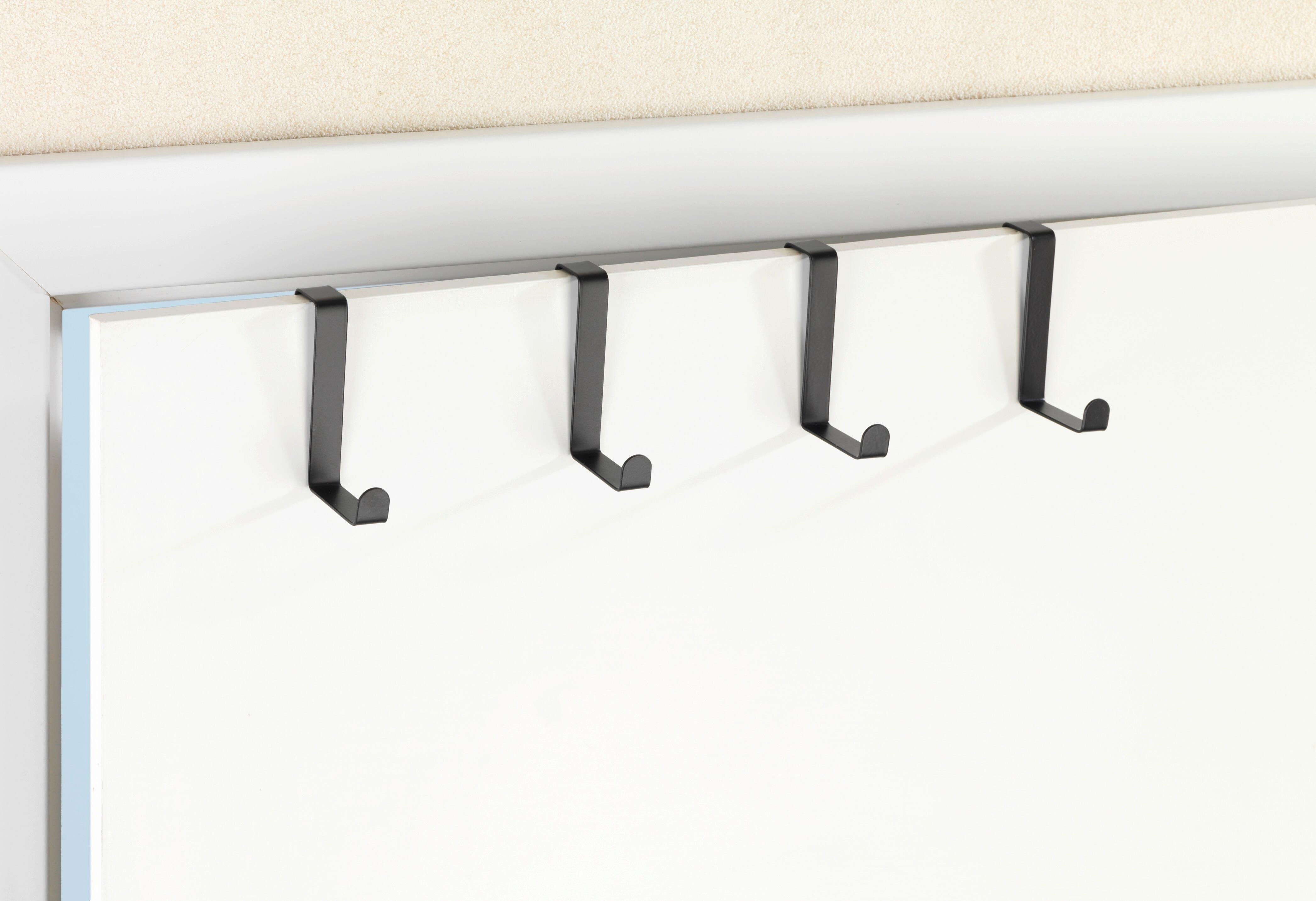 Crochet 4 crochets acier noir, H.1.2 x l.7.6 x P.6 cm - 2