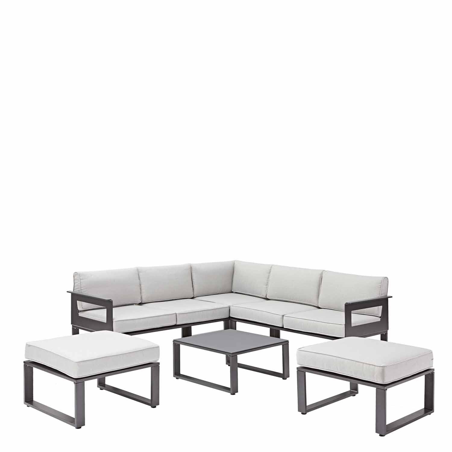 Salon de jardin d'angle Odyssea gris NATERIAL, 7 personnes - 15