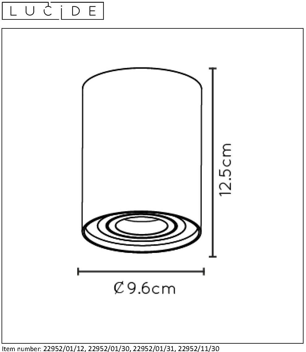Spot Tube, aluminium noir, GU10, LUCIDE - 6