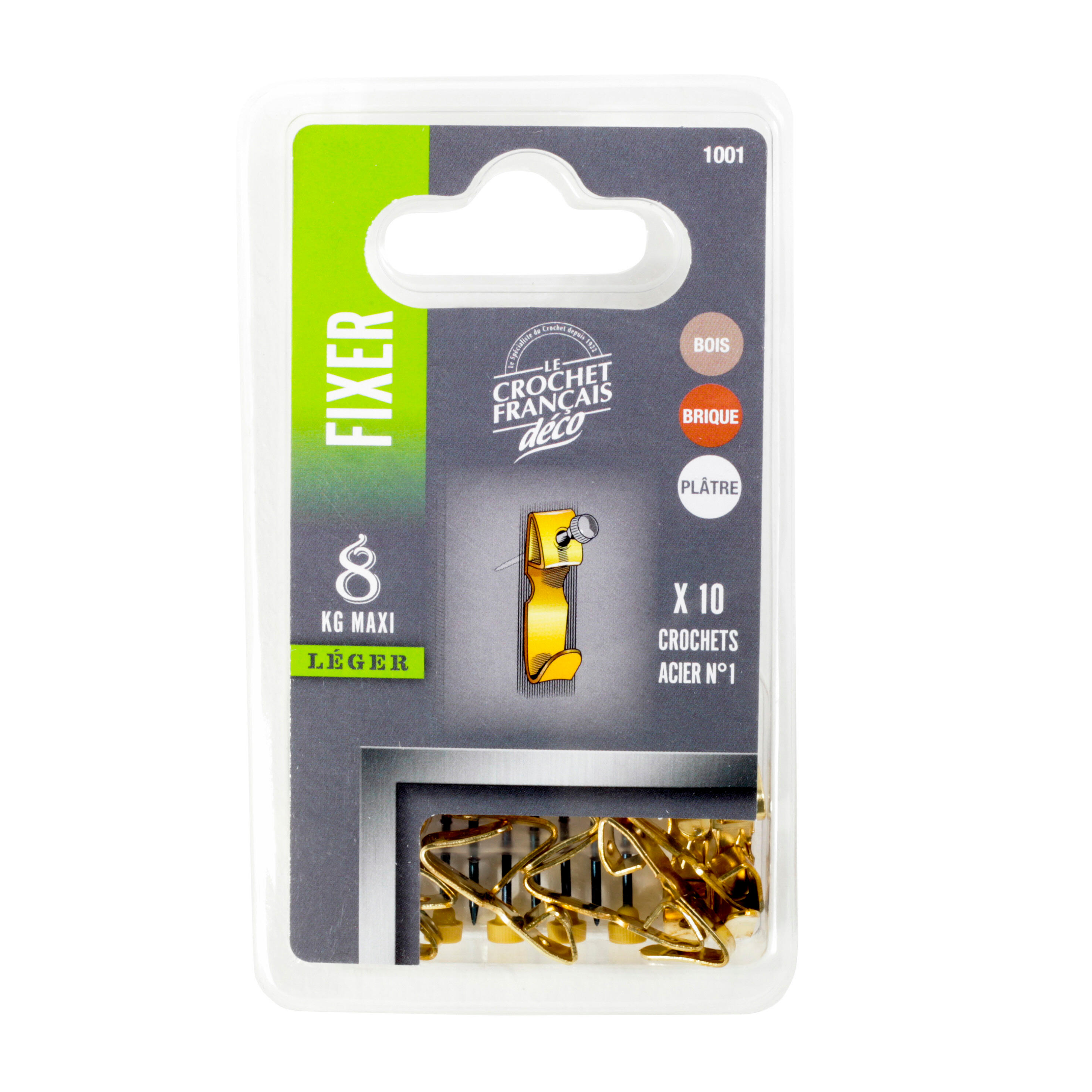 Lot 10 crochets + aiguilles pour tableaux et cadres légers LE CROCHET FRANCAIS - 2