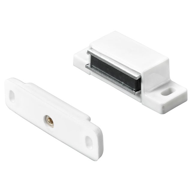 4 loqueteaux magnétiques blancs plaque mobile pvc HETTICH, L.14.5 x l.45.3 mm