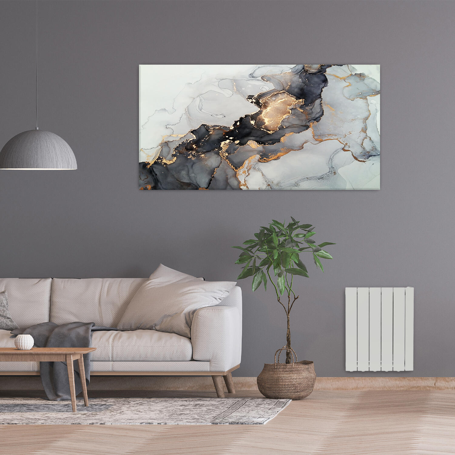 Radiateur électrique à inertie fluide 1000 W EQUATION Luz horizontal blanc - 2