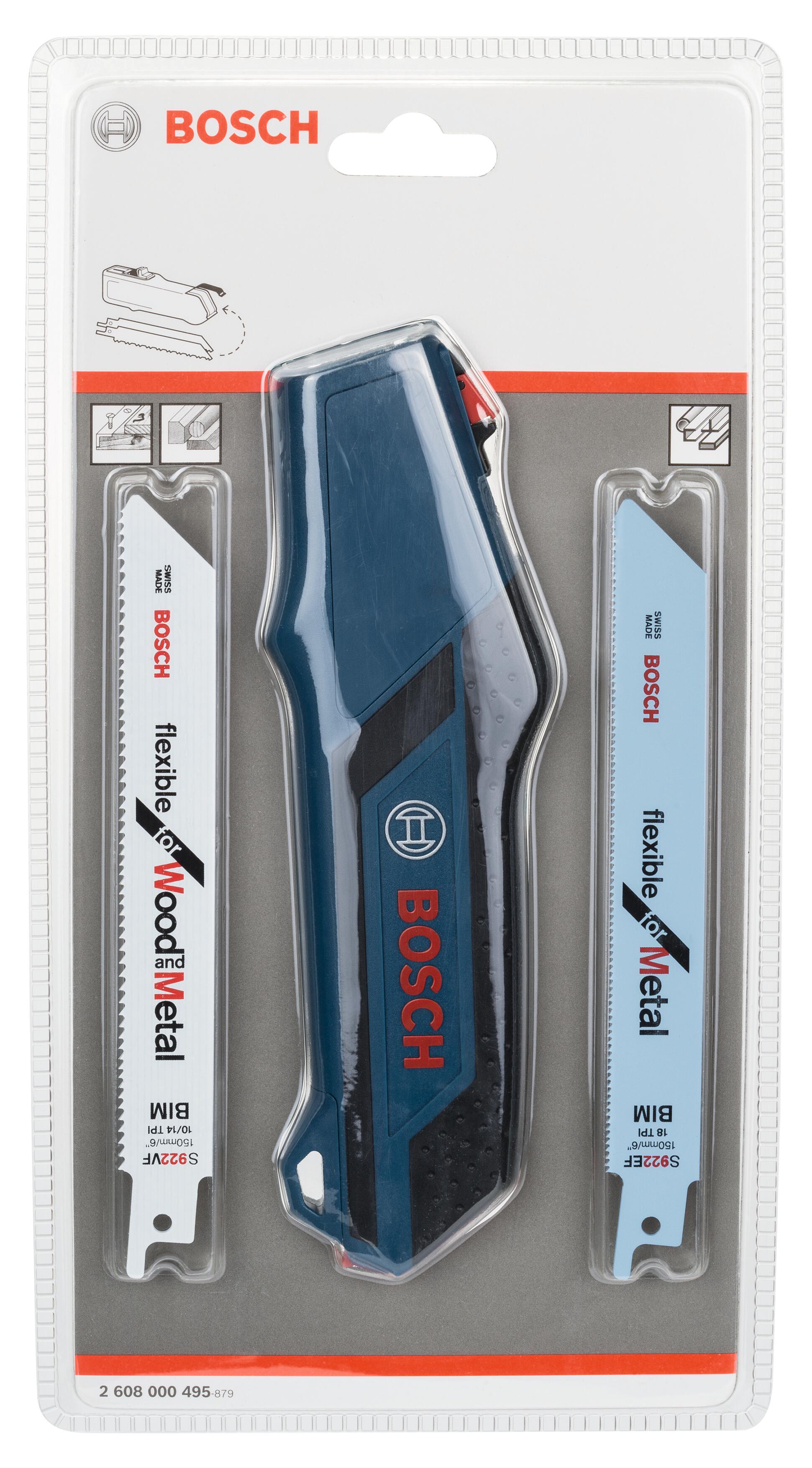 Scie à main + 2 lames bois et métal 150 mm - BOSCH - 2