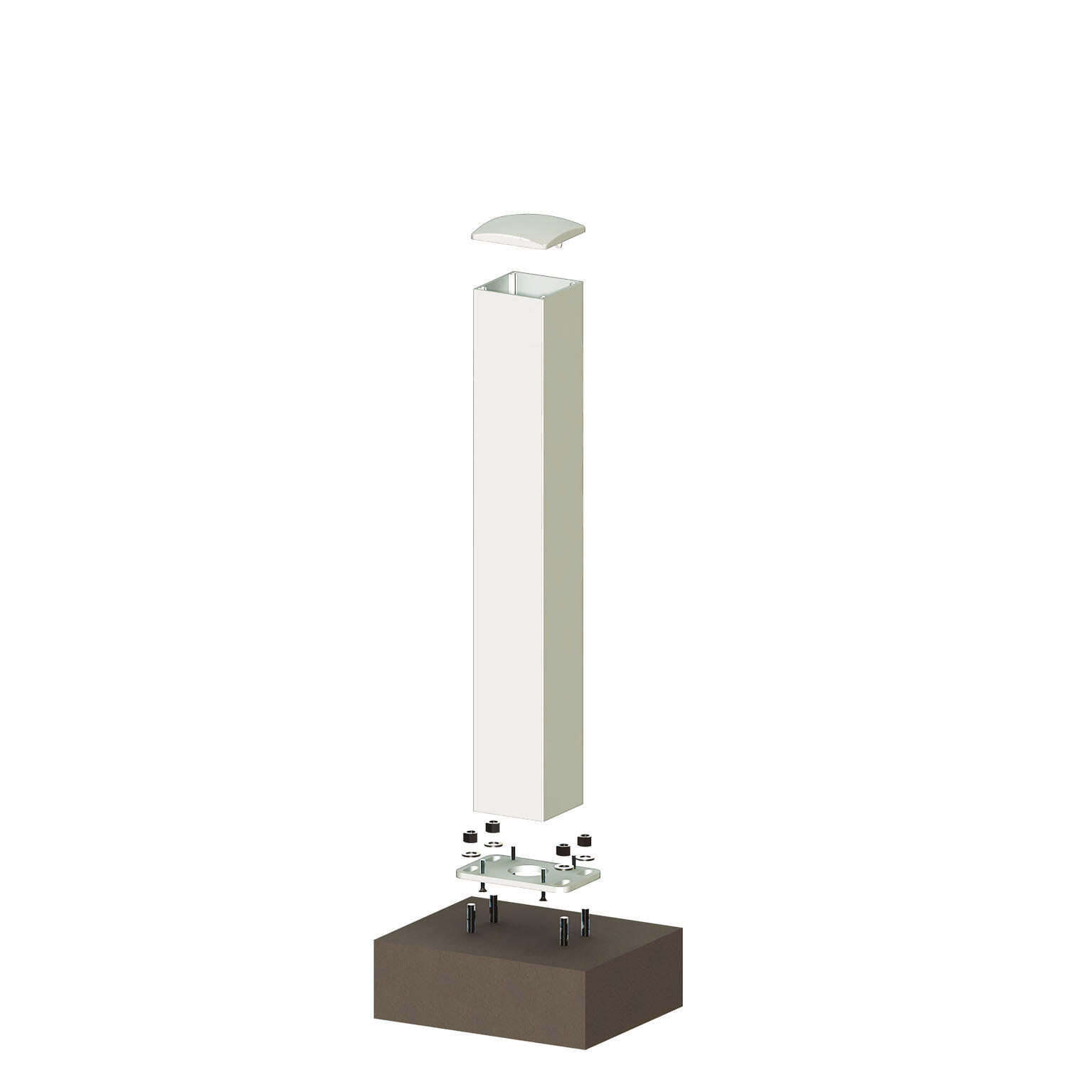Poteau aluminium sur platine pour portillon blanc, l.10 x H.185 cm - 2