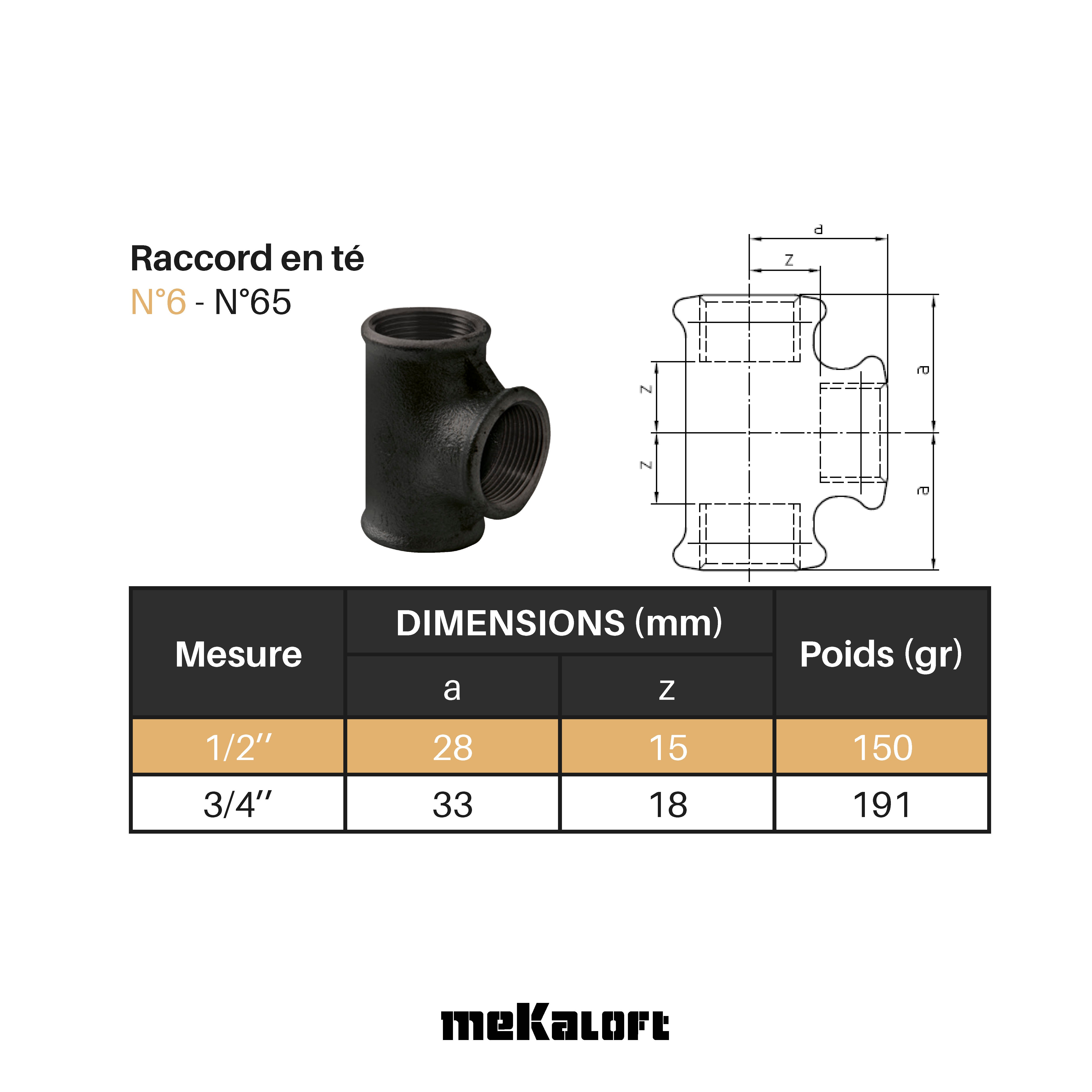 Raccord fonte pour tuyau acier automatique / à visser F/F D.3/4