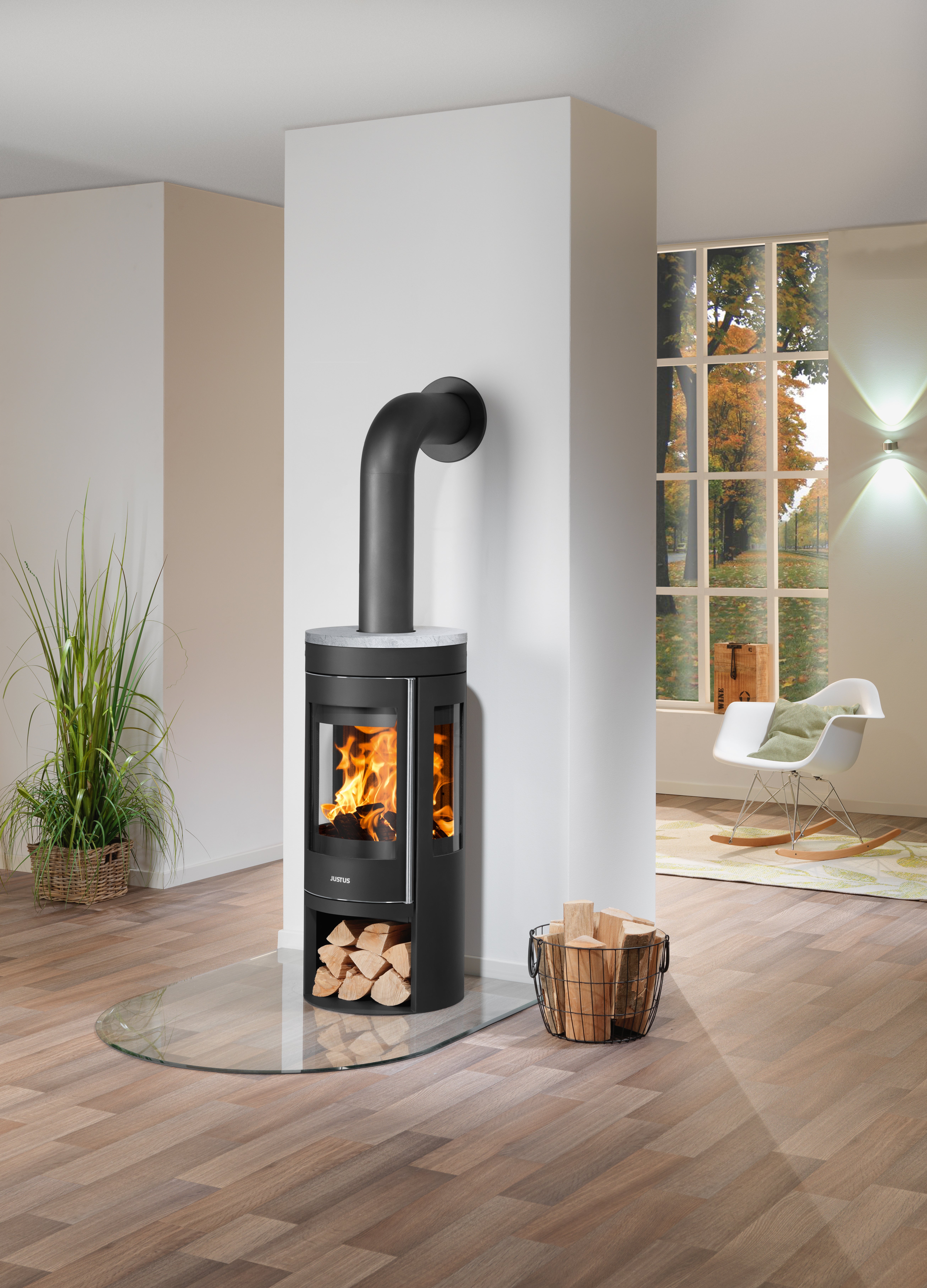 Poêle à bois JUSTUS Mino trios 2.0 noir ollaire noir / gris, 5 kW — free download