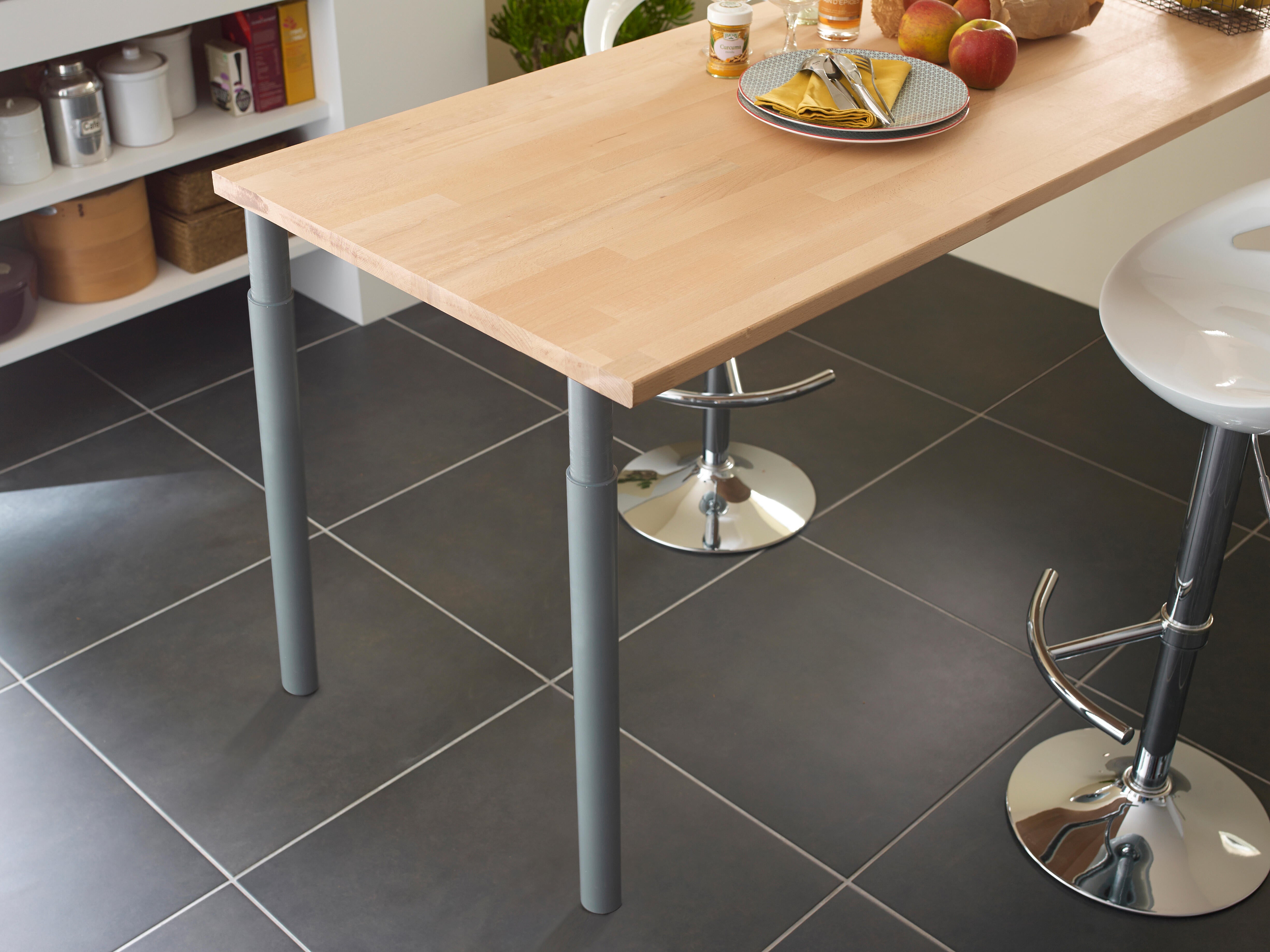 Pied de table gris, diamètre 6 cm x hauteur réglable de 70 à 110 cm - 2