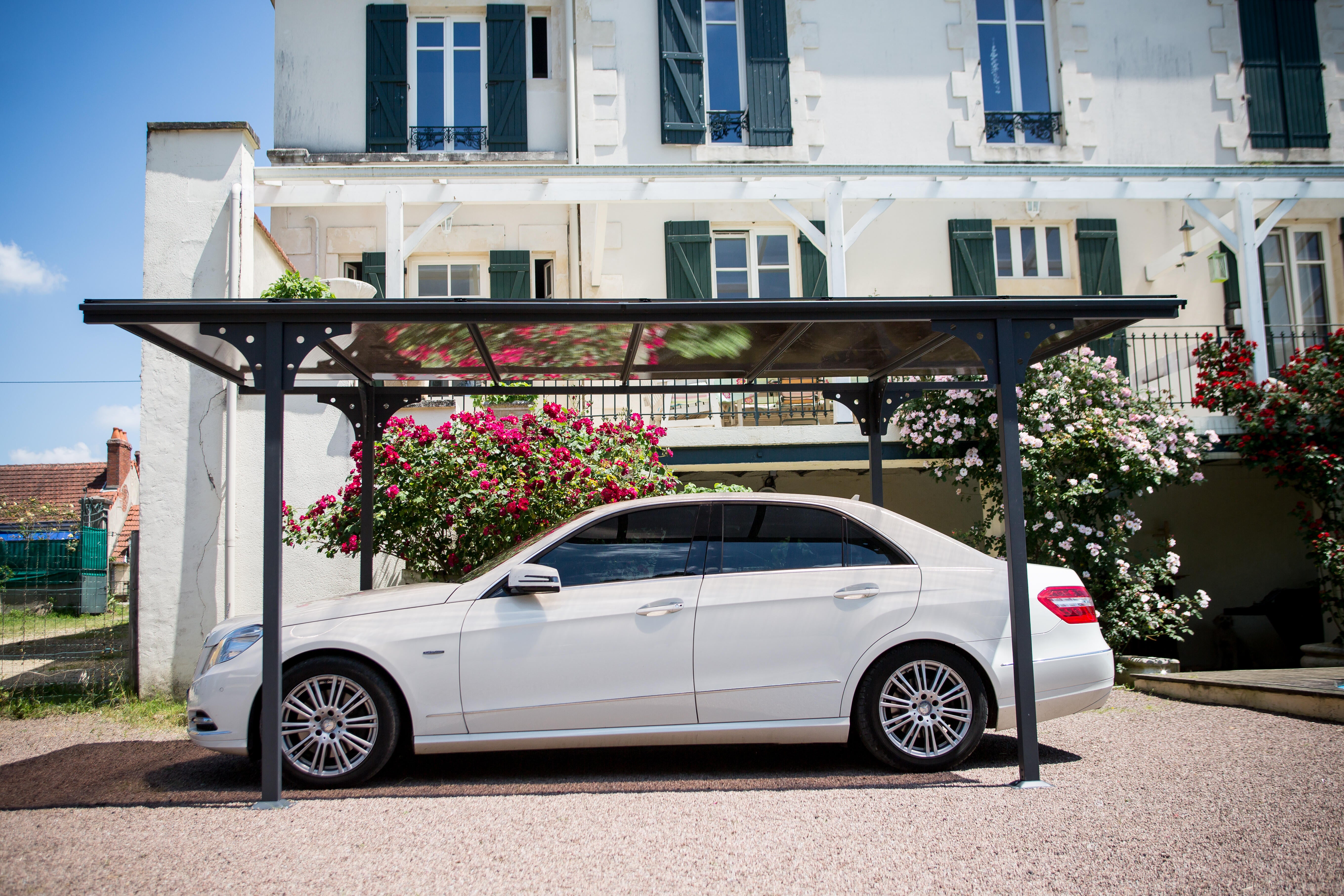 Carport aluminium HABRITA 1 voiture, 14.7 m² - 2