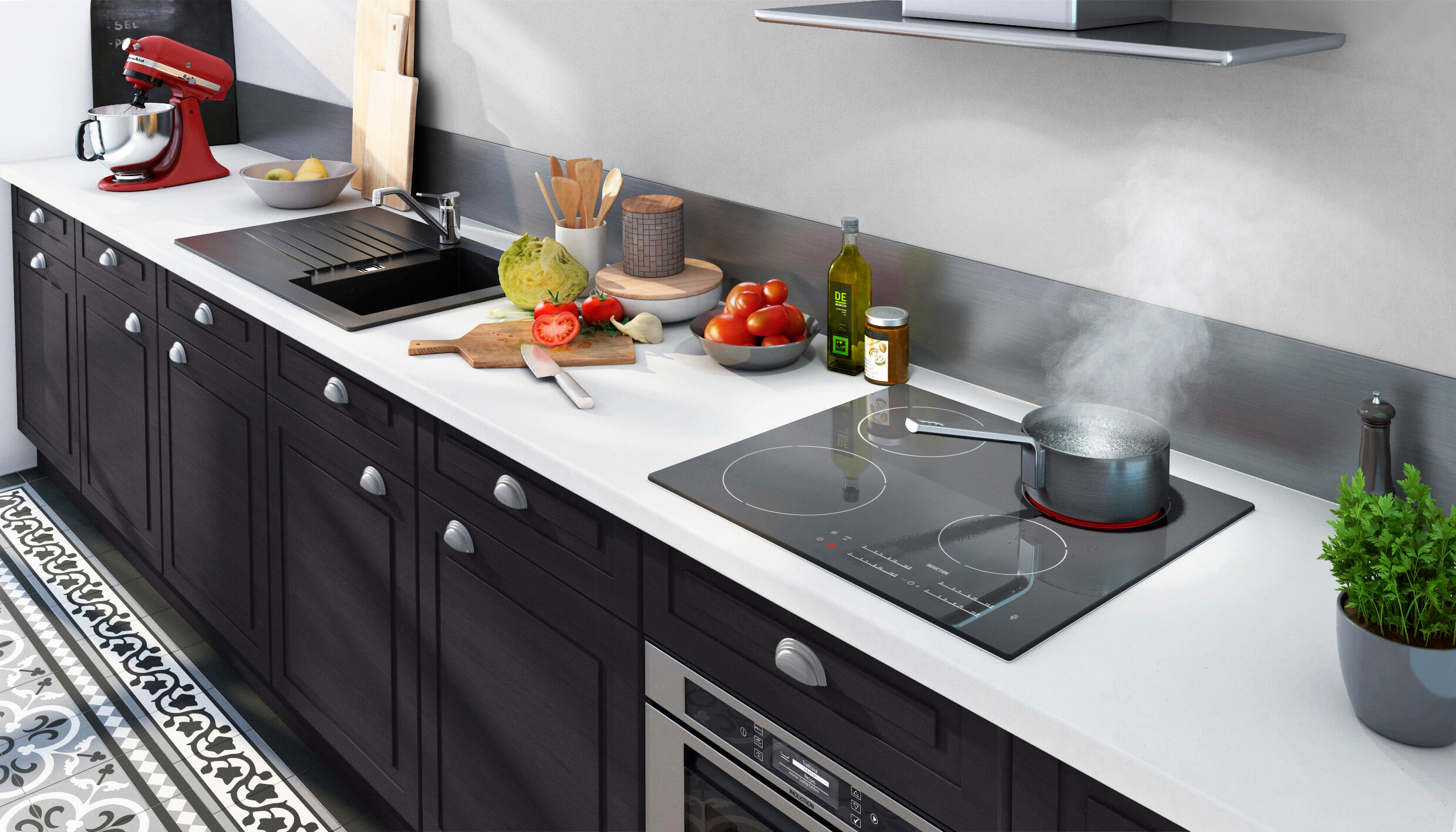 Crédence stratifié Effet inox brossé L.300 x H.64 cm, Ep.9 mm - 4