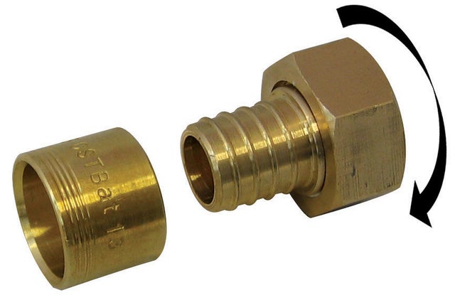 Raccord droit avec écrou libre à glissement laiton F 15 x 21 pour pour tube en p